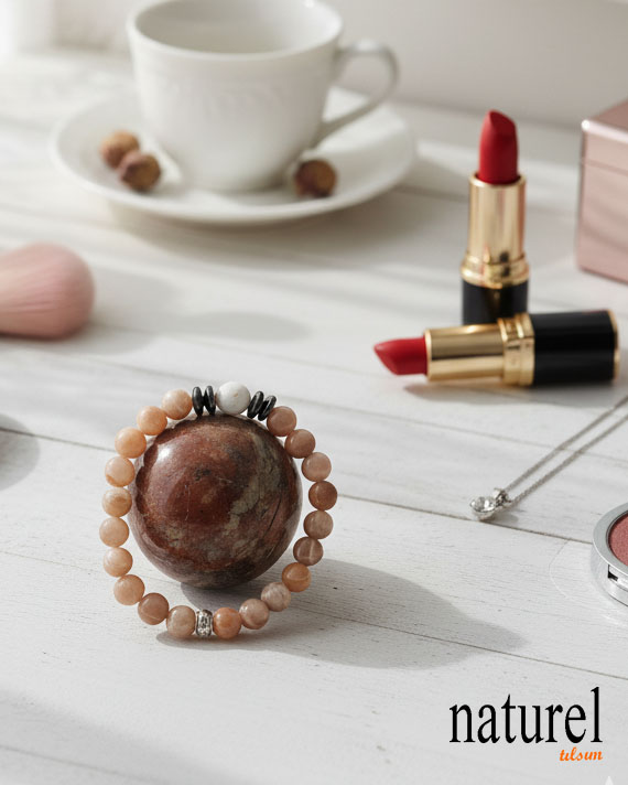 Güneş Taşı  Ay Taşı Doğal Taş Denge Bileklik