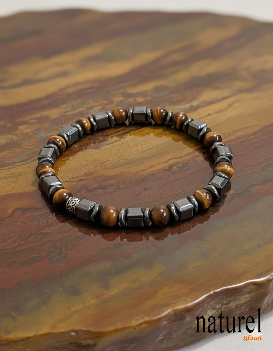 Kaplan Gözü 6mm Doğal Taş Bileklik