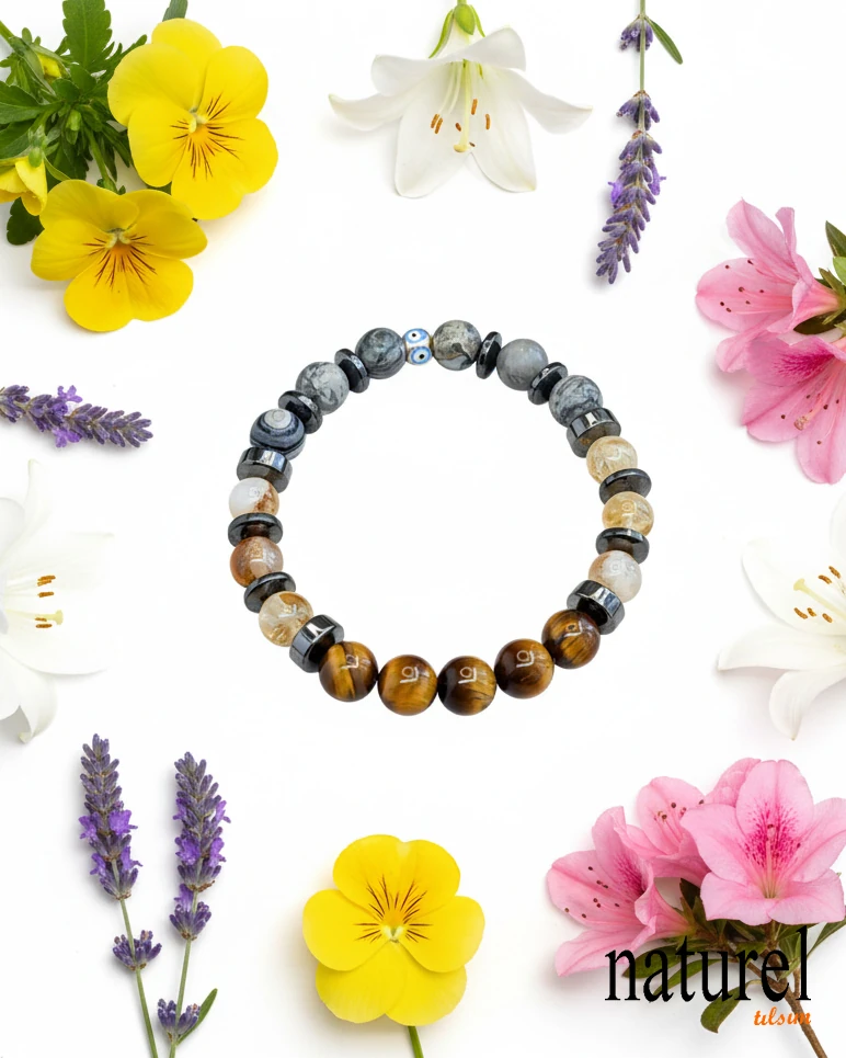 Orijinal Başak Burcu Bileklik | Jasper, Sitrin, Kaplan Gözü 