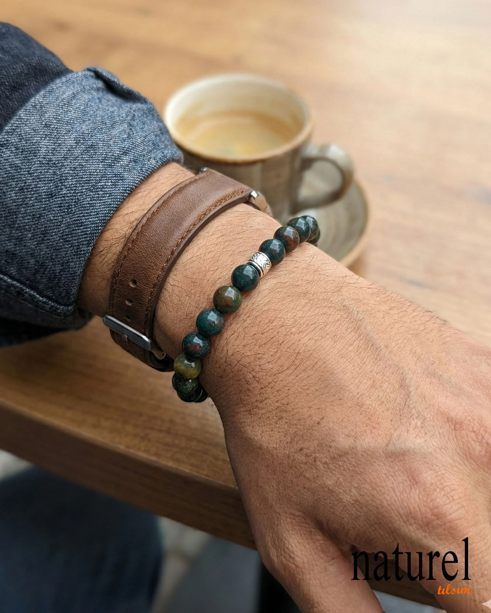 Kan Taşı 8mm Doğal Taş Unisex Bileklik