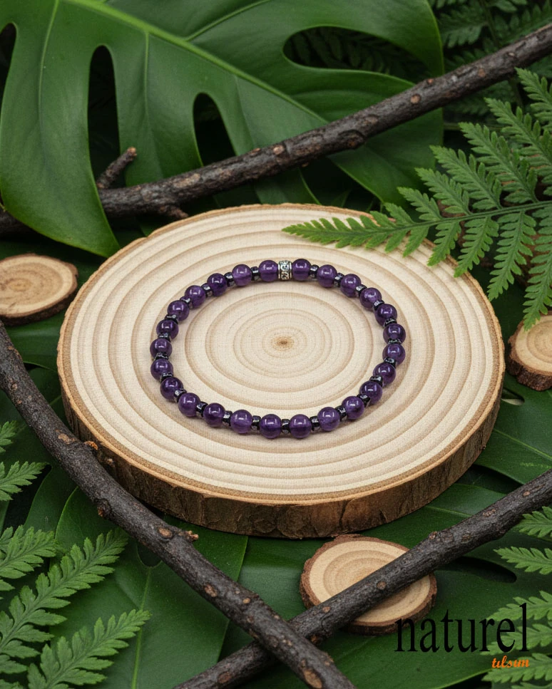 Ametist 6mm Doğal Taş Bileklik