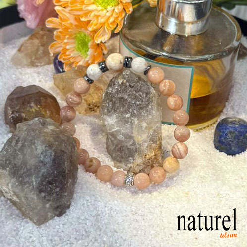 Doğal Güneş ve Ay Taşı Unisex Bileklik