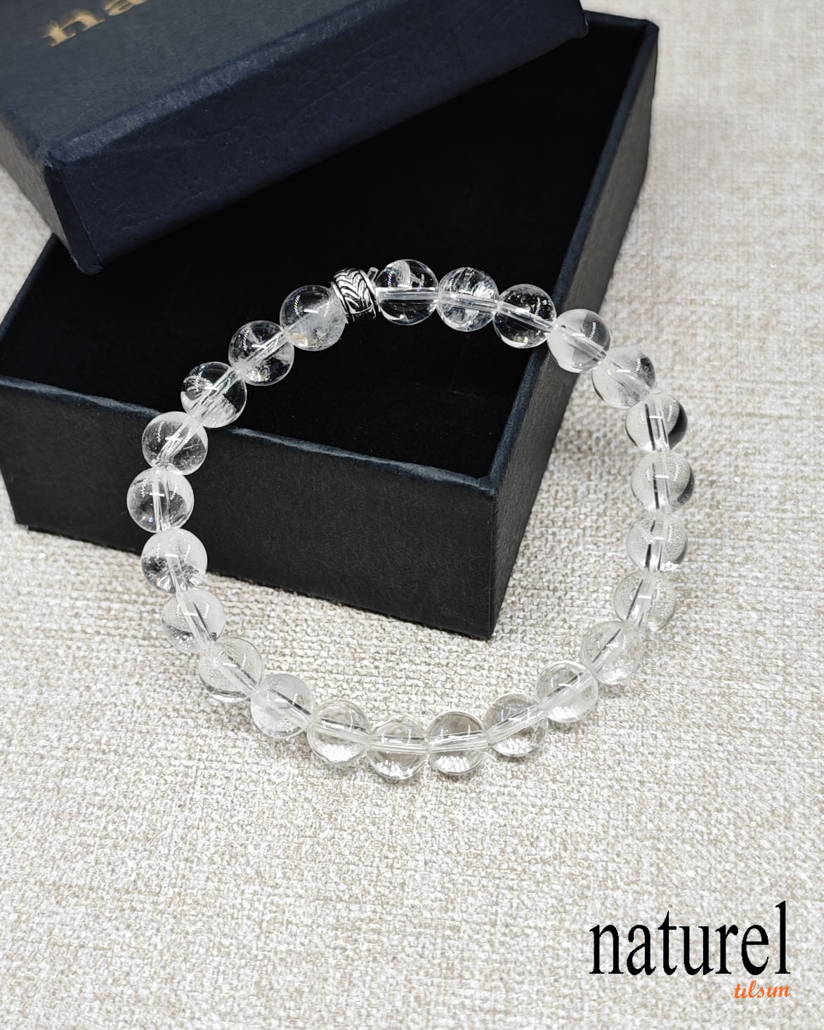 Kristal Kuvars 8mm Doğal Taş Unisex Bileklik