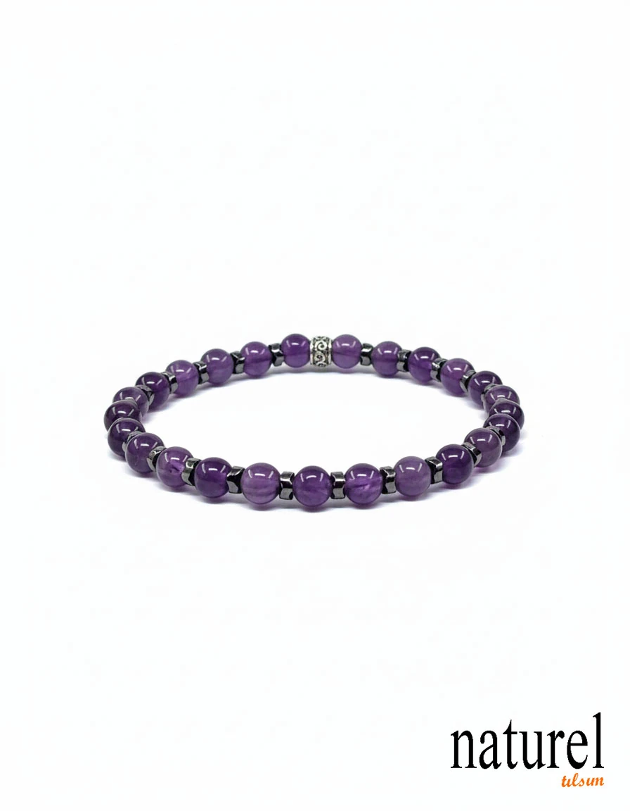 Ametist 6mm Doğal Taş Bileklik