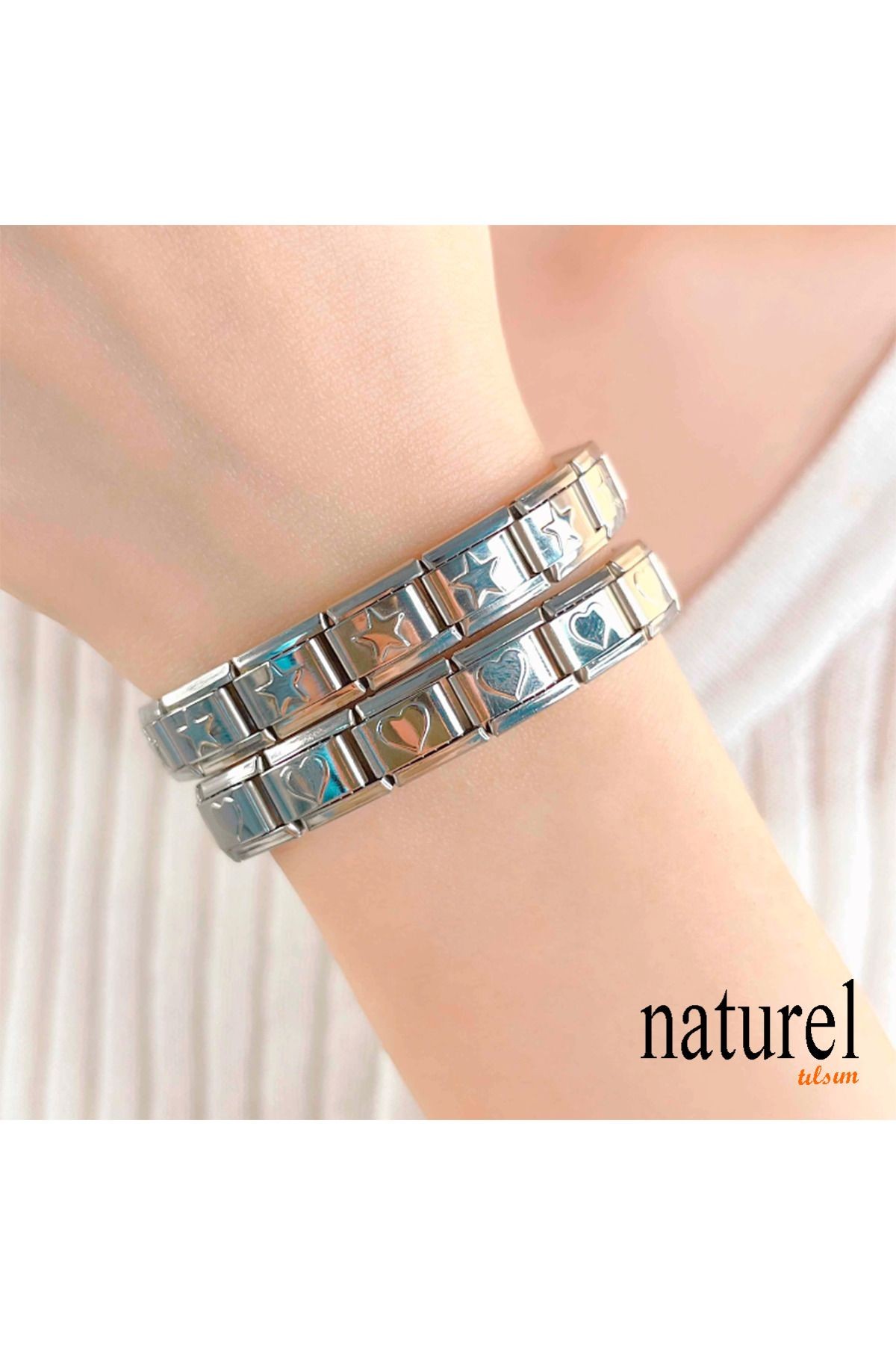 İtalyan Charm Çelik Kalp Unisex Bileklik
