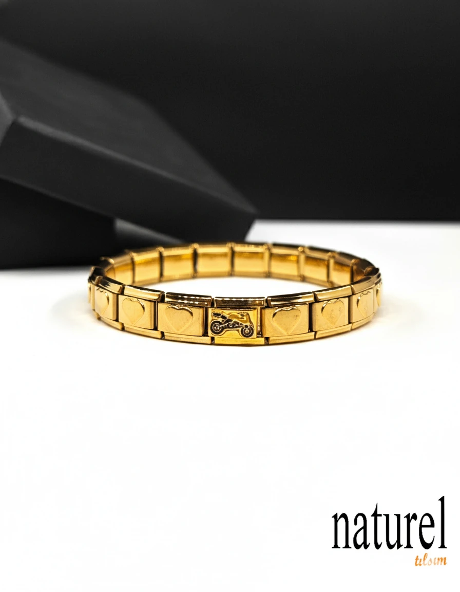 Unisex İtalyan Charm Gold Bileklik