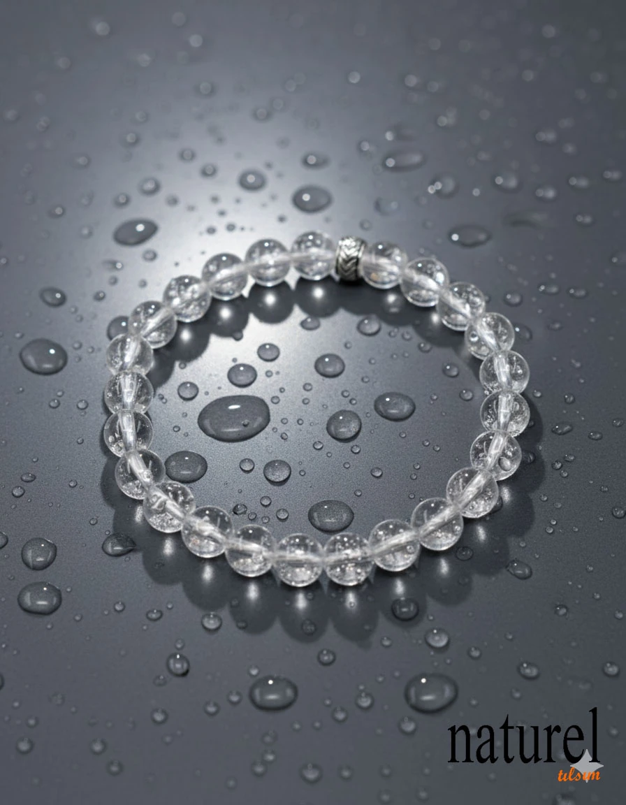 Kristal Kuvars 8mm Doğal Taş Unisex Bileklik