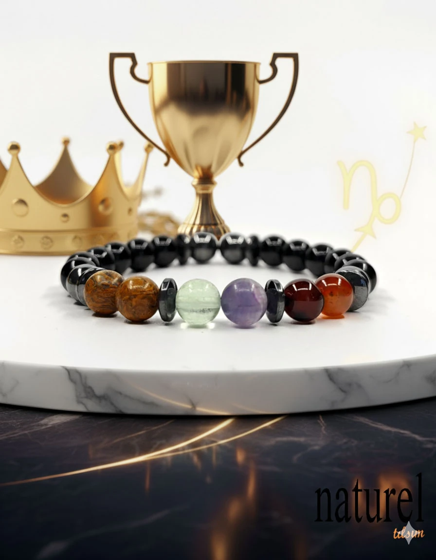 Oğlak Burcu Doğal Taş Bileklik | Akik-Florit-Jasper-Oniks 