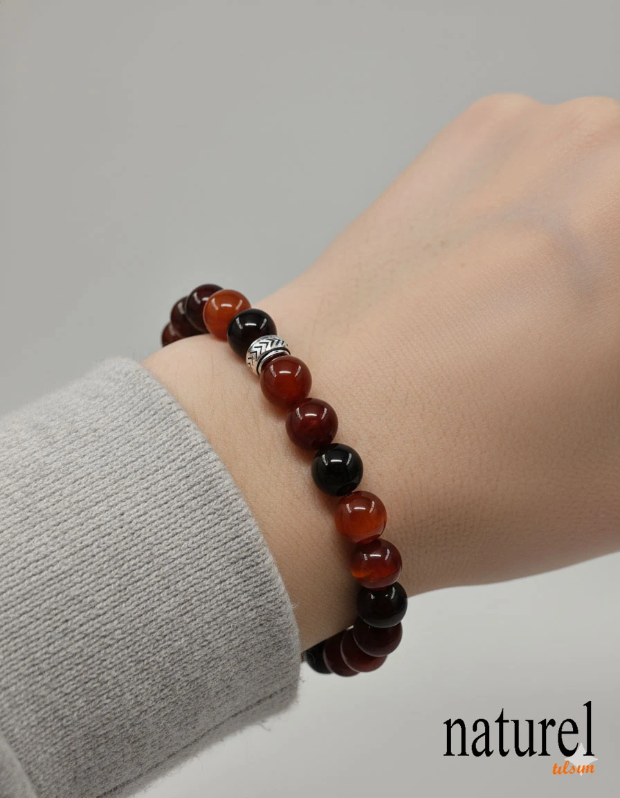 Akik 8mm Doğal Taş Unisex Bileklik