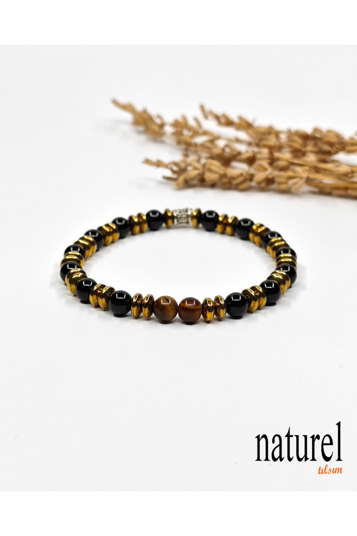 Kaplan Gözü - Oniks - Hematit 6mm Unisex Bileklik