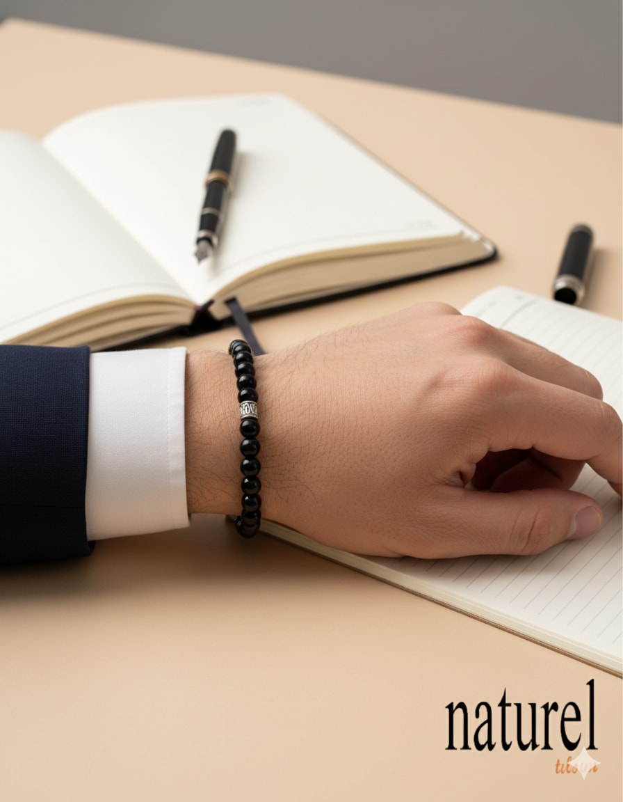 Oni̇ks 6mm Doğal Taş Unisex Bileklik 