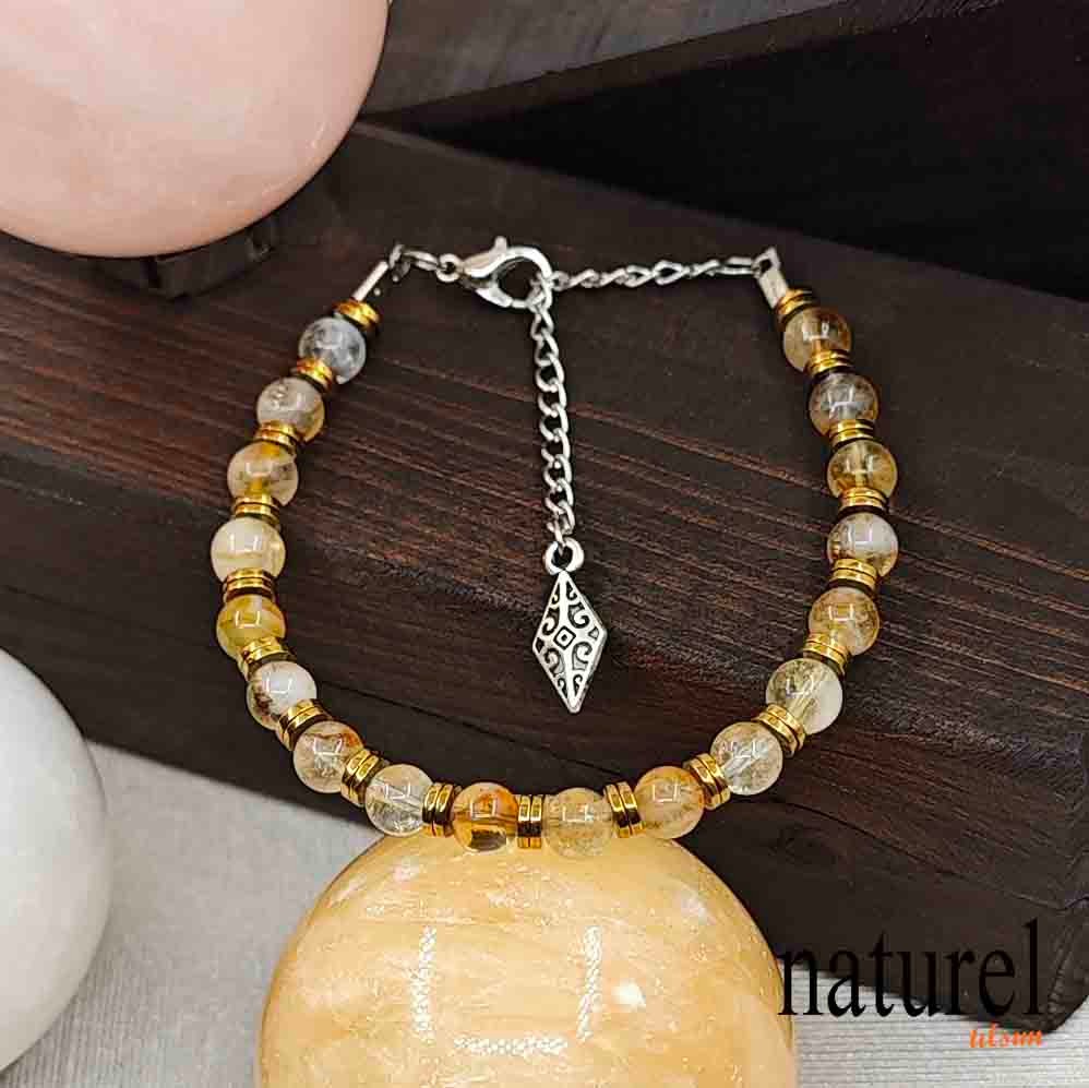 Sitrin Doğal Taş 6mm Bileklik