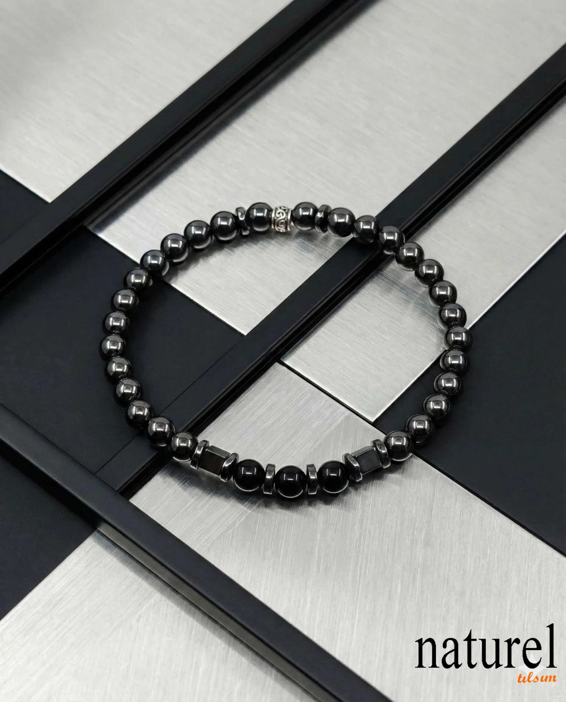 Doğal Taş Hematit Bileklik