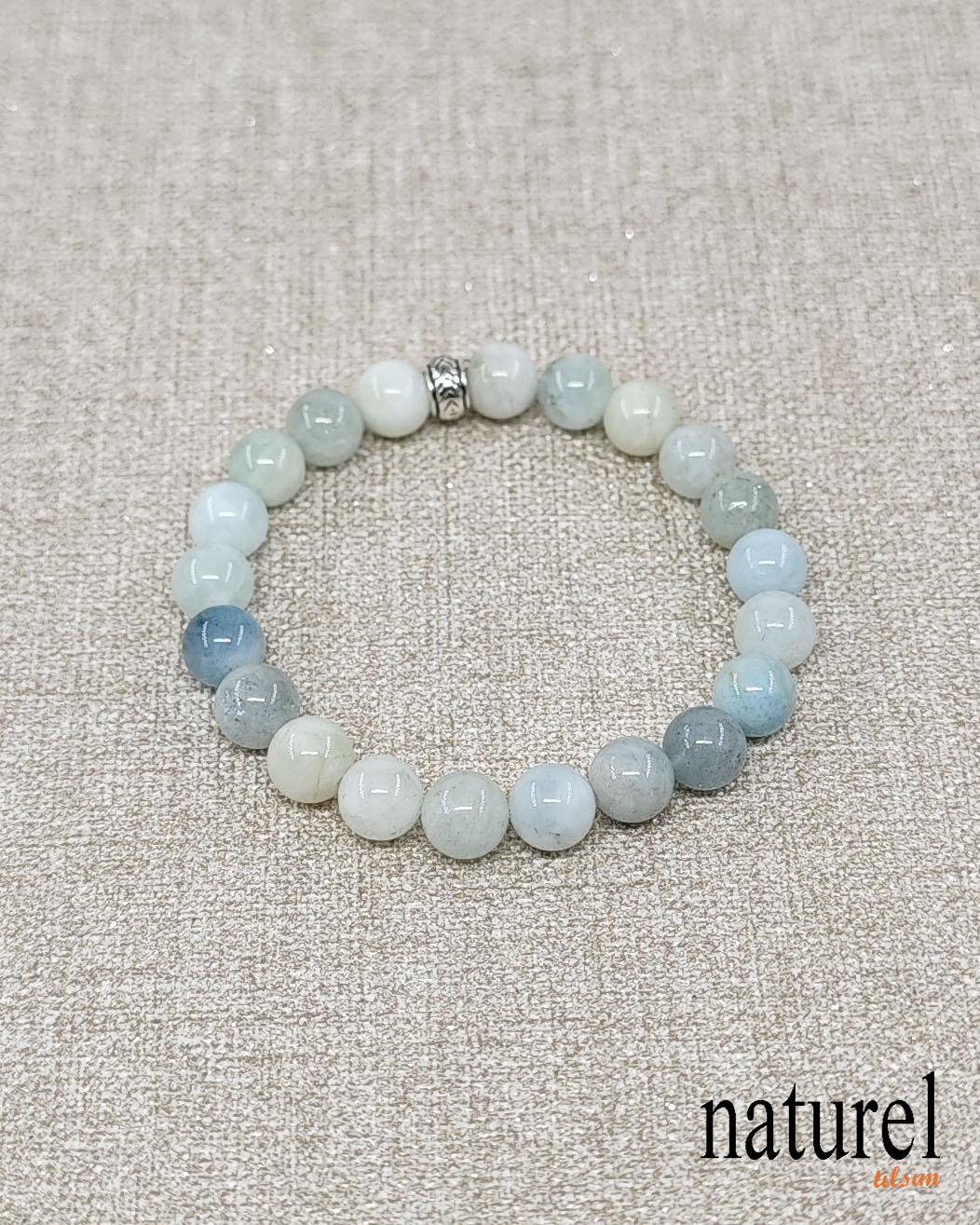 Akuamarin 8mm Doğal Taş Unisex Bileklik
