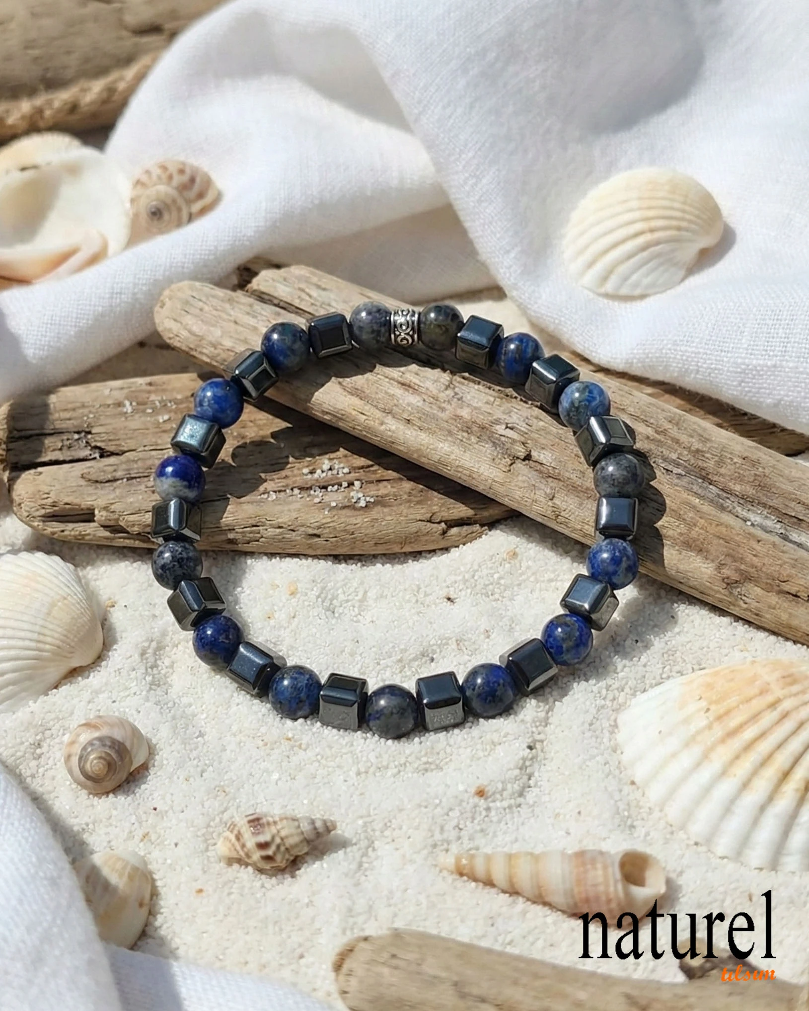 Lapis Lazuli Hematit 6mm Doğal Taş Bileklik