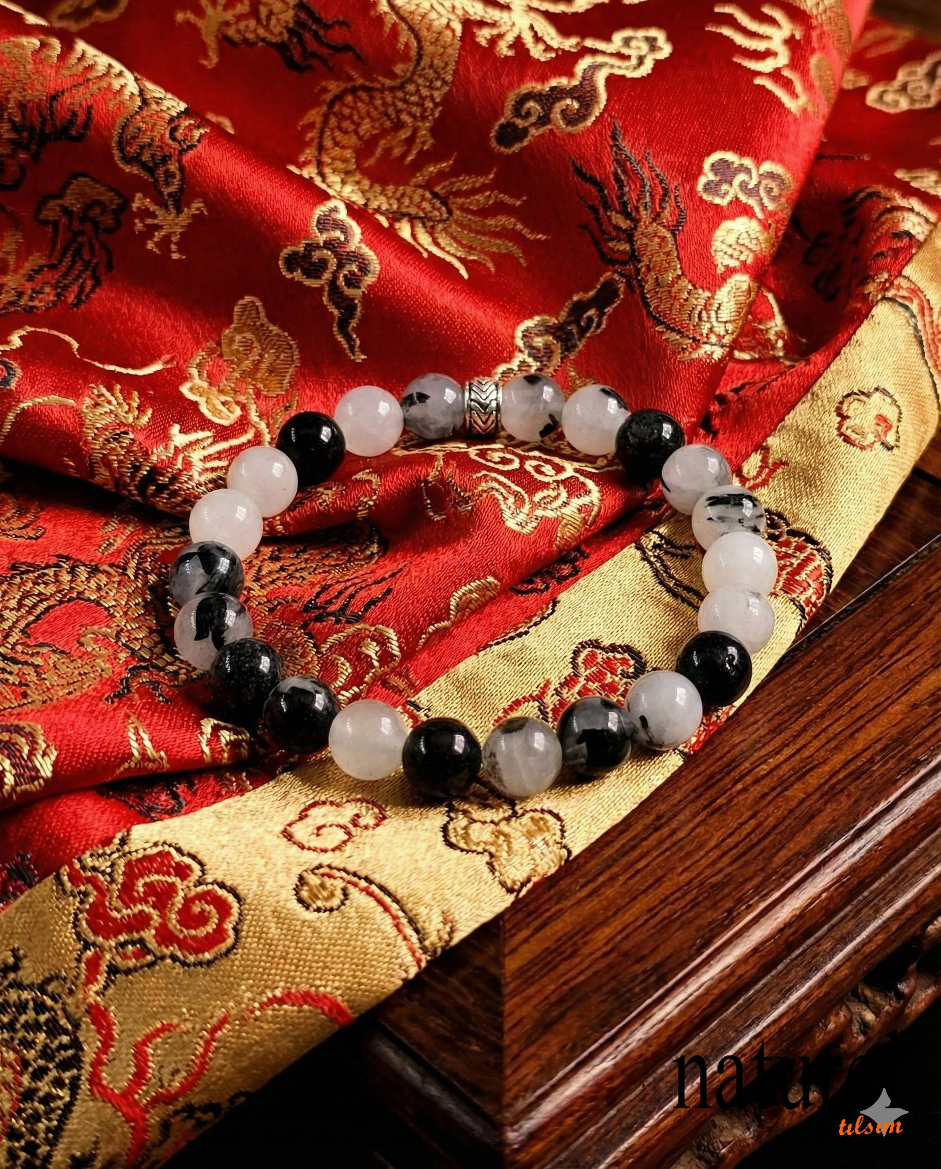 Oriijnal Rutil Kuvars Alaca Taş 8mm Doğal Taş Bileklik