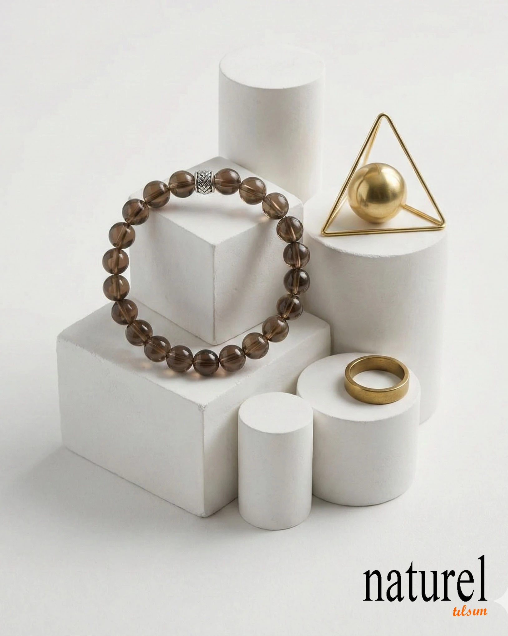 Orijinal Dumanlı Kuvars 8mm Doğal Taş Unisex Bileklik