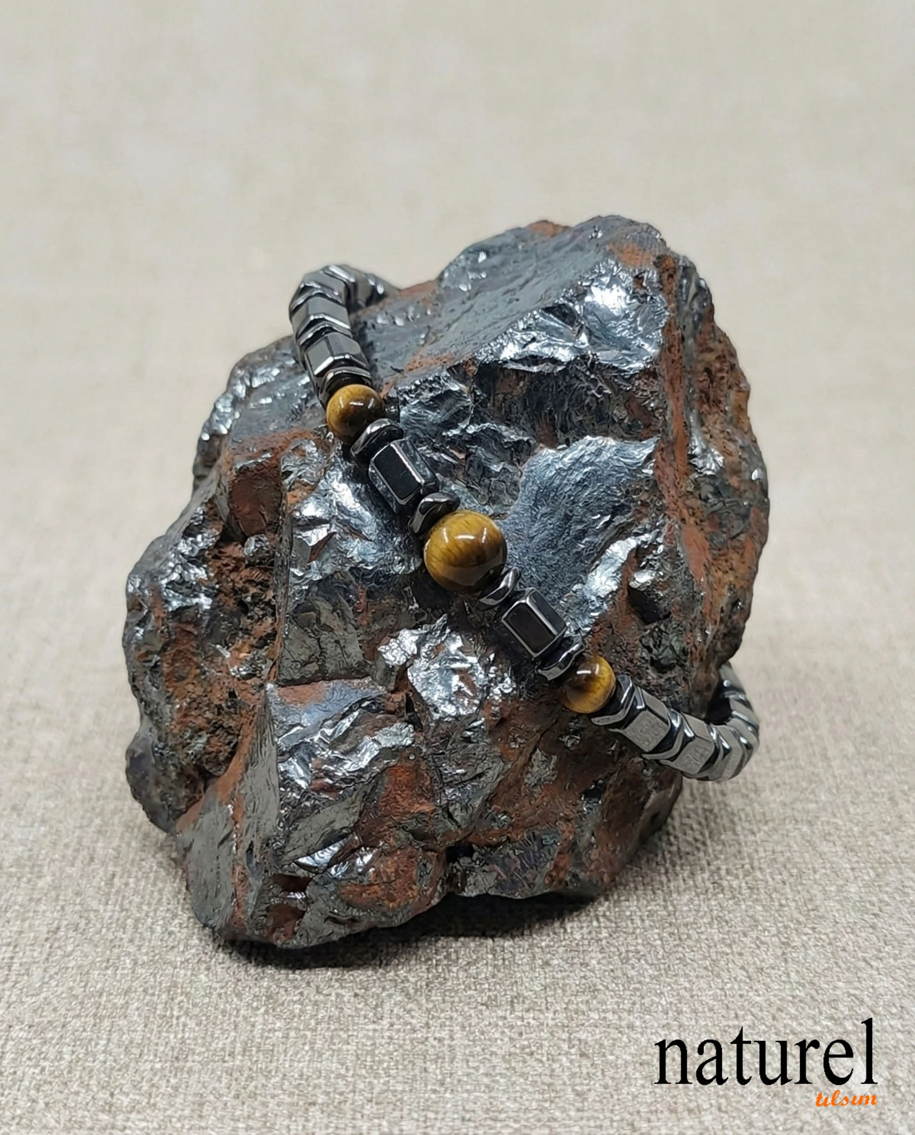 Doğal Taş Hematit  Bileklik - Model 2