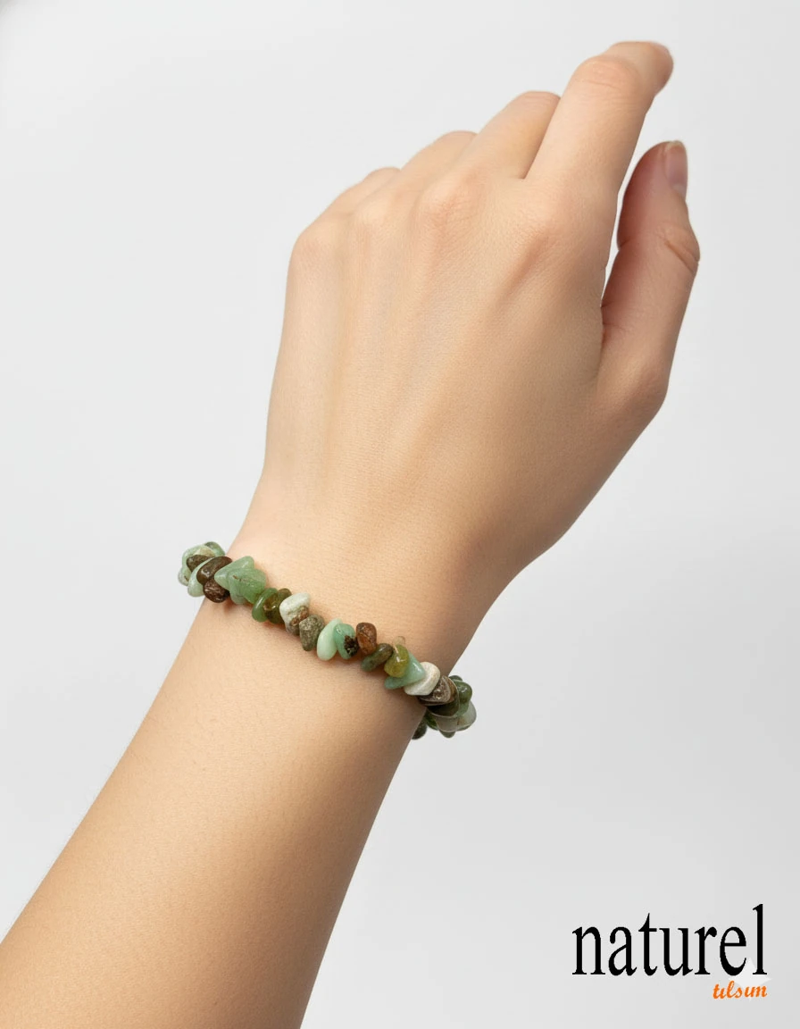 Krizopras Kırık Doğal Taş Unisex Bileklik