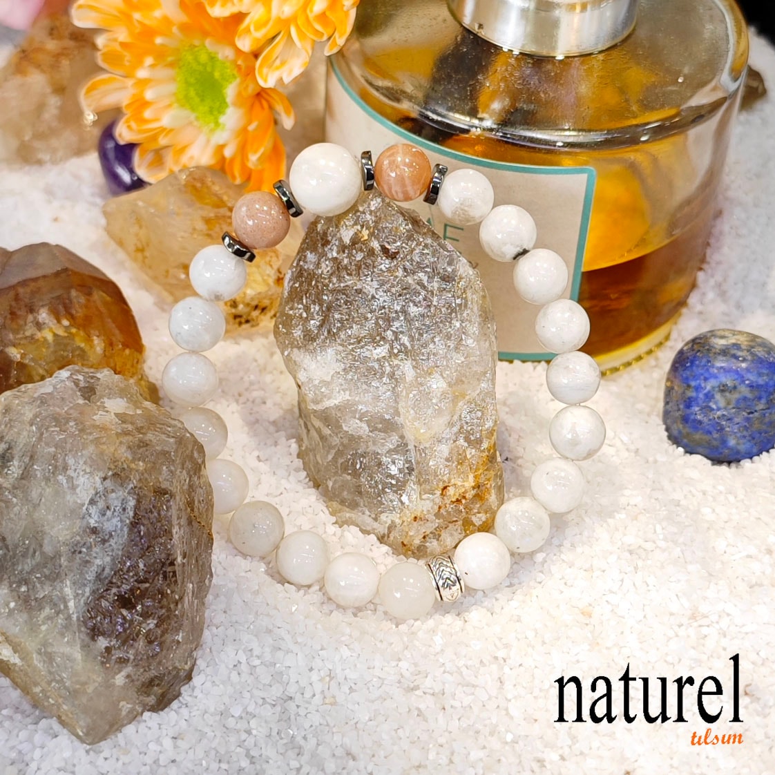 Doğal Ay ve Güneş Taşı Unisex Bileklik