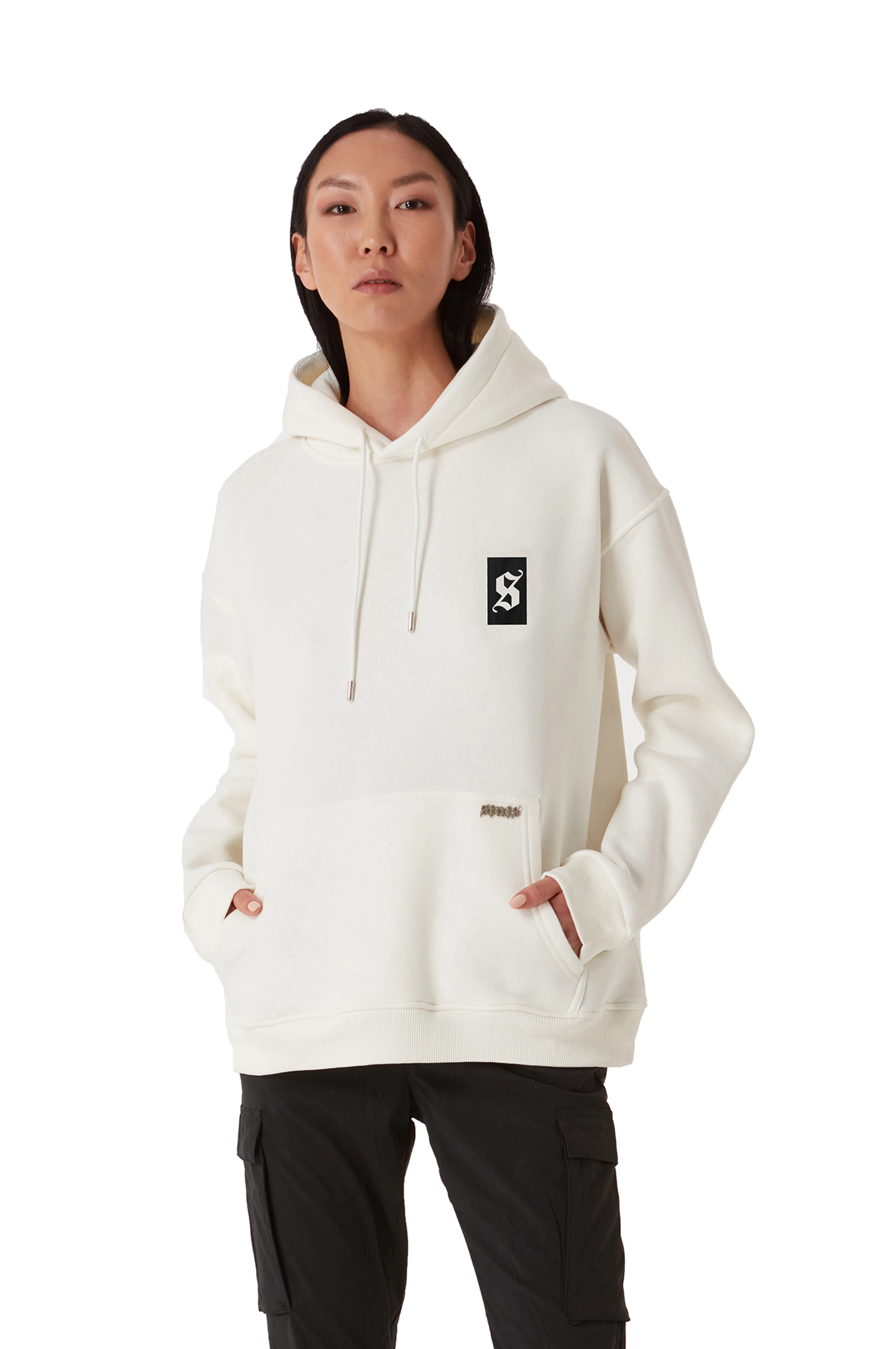 ORIGINALS SIGNATURE OVERSIZED BEIGE HOODIE WOMEN