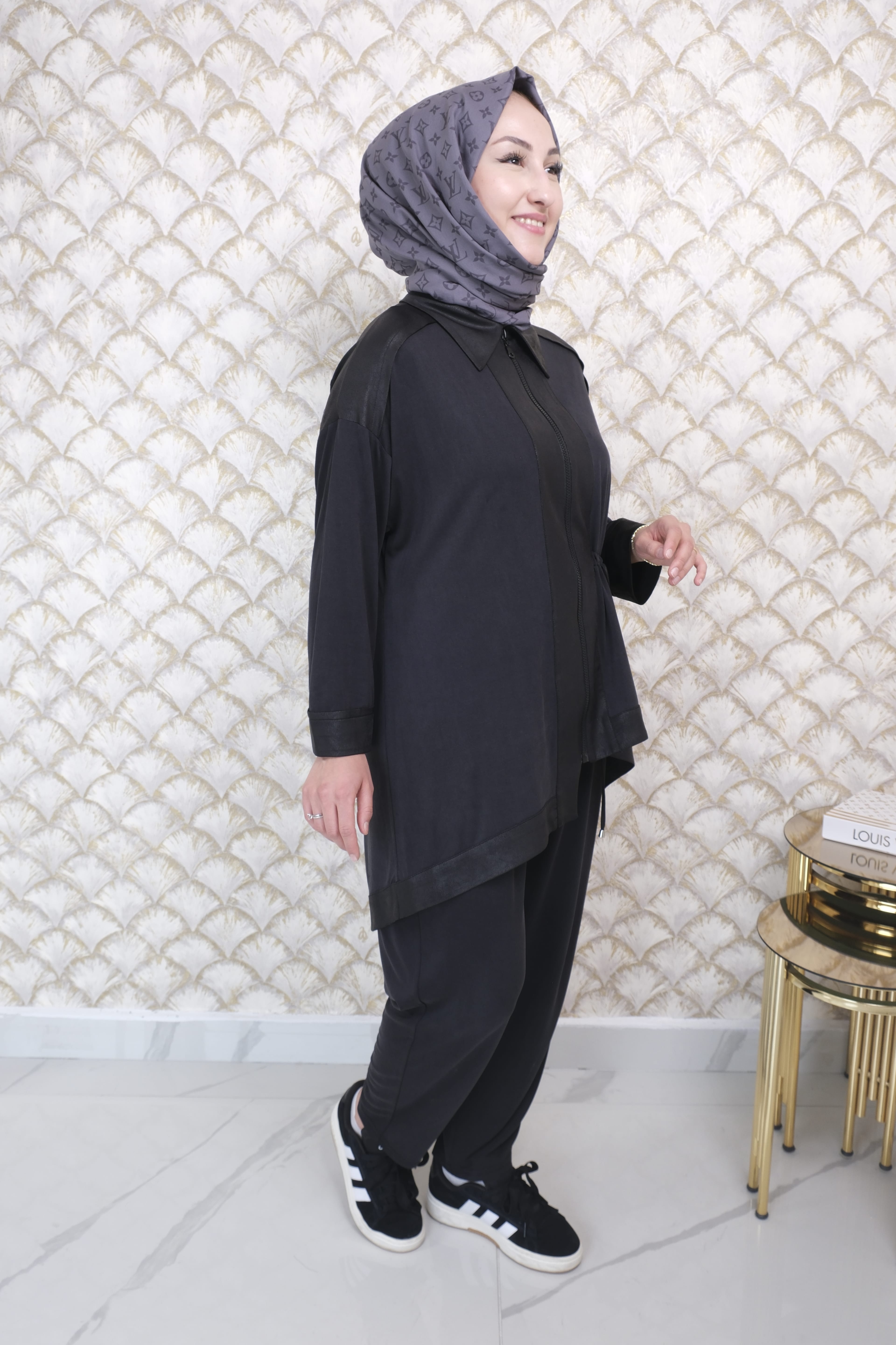 GAZZELLA Deri Detaylı Ceket Tunik Takım