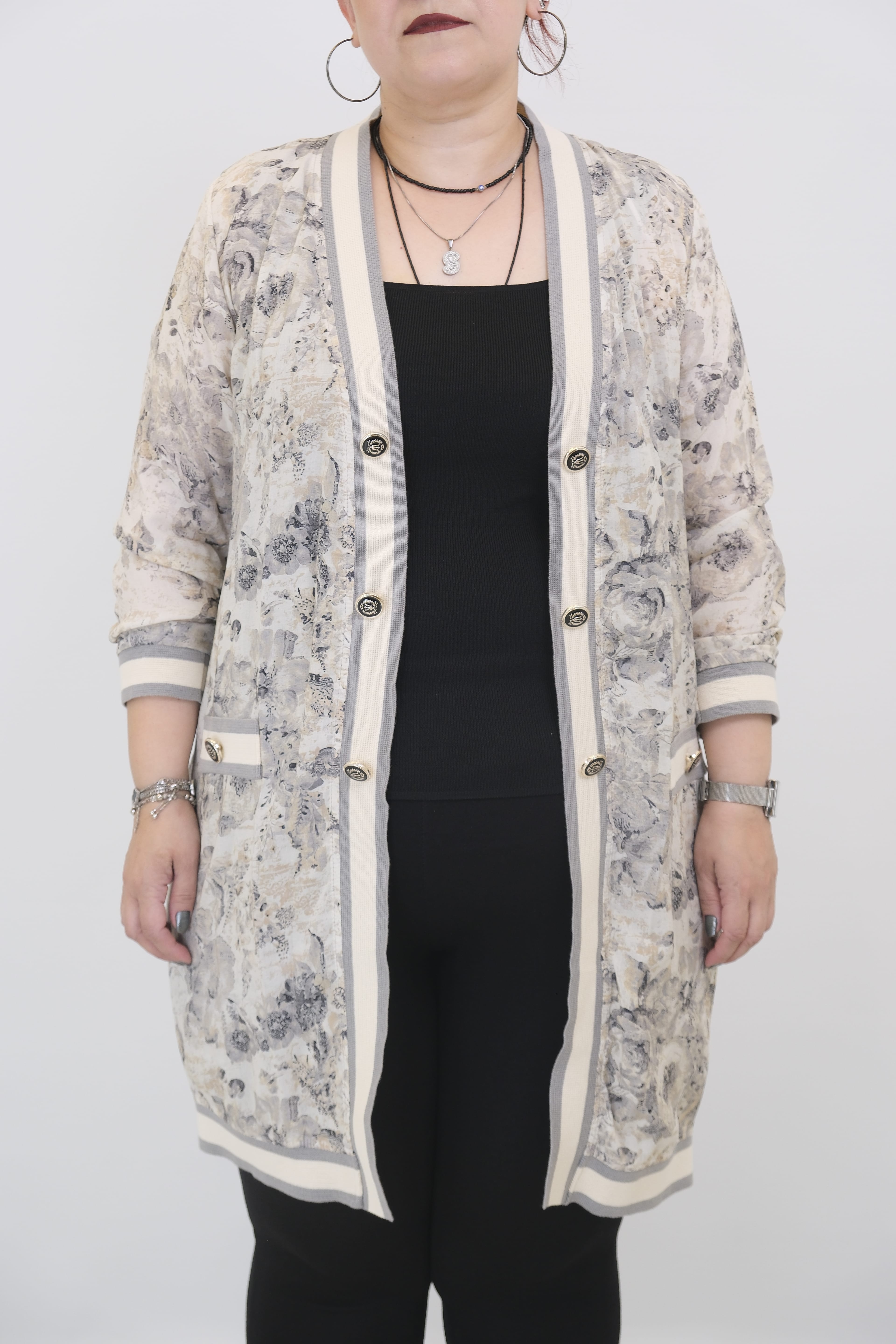 ON FASHION Desenli Yazlık Hırka  - Kum