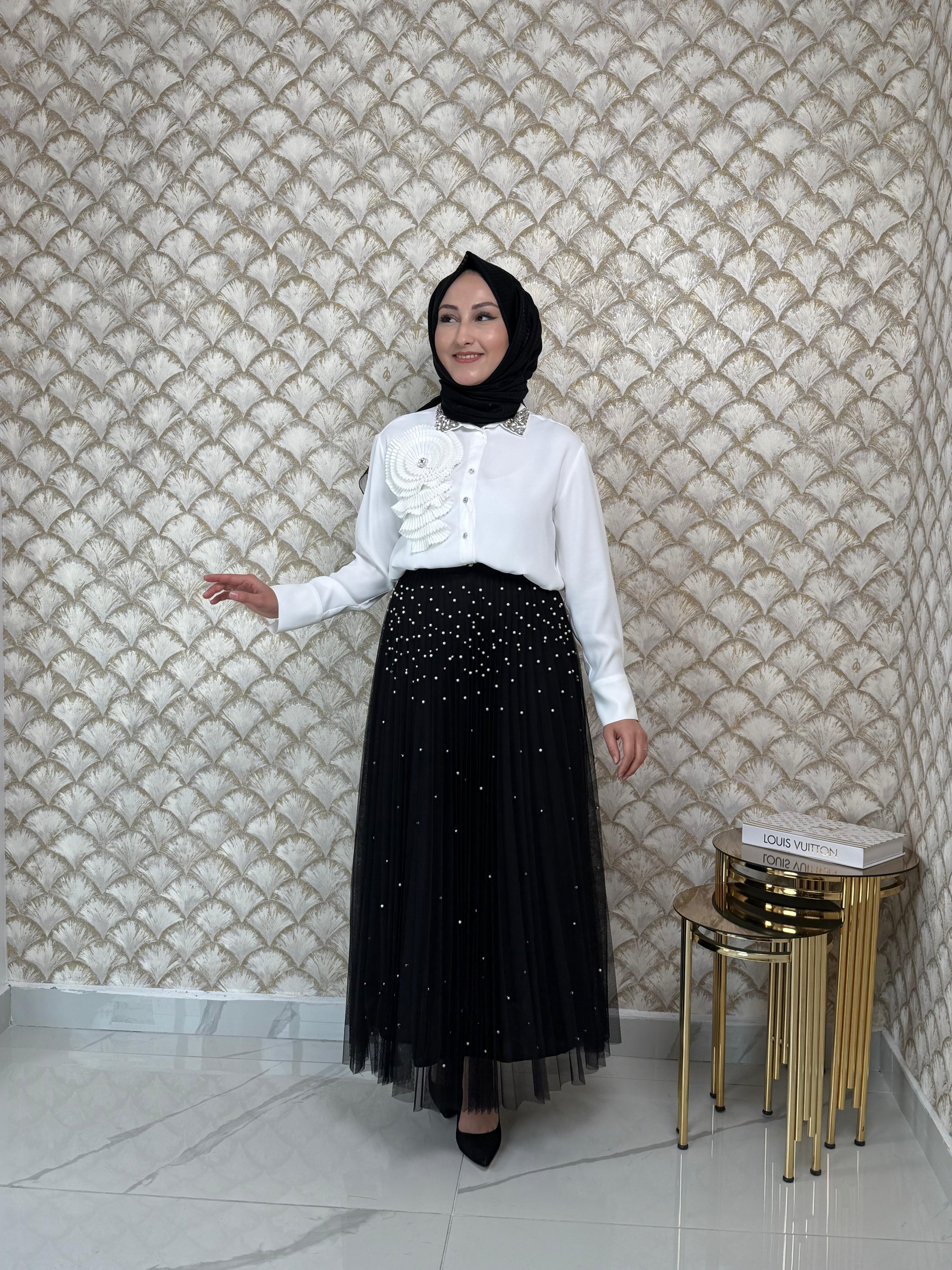 MODAİLGİ  Piliseli İncili Etek 