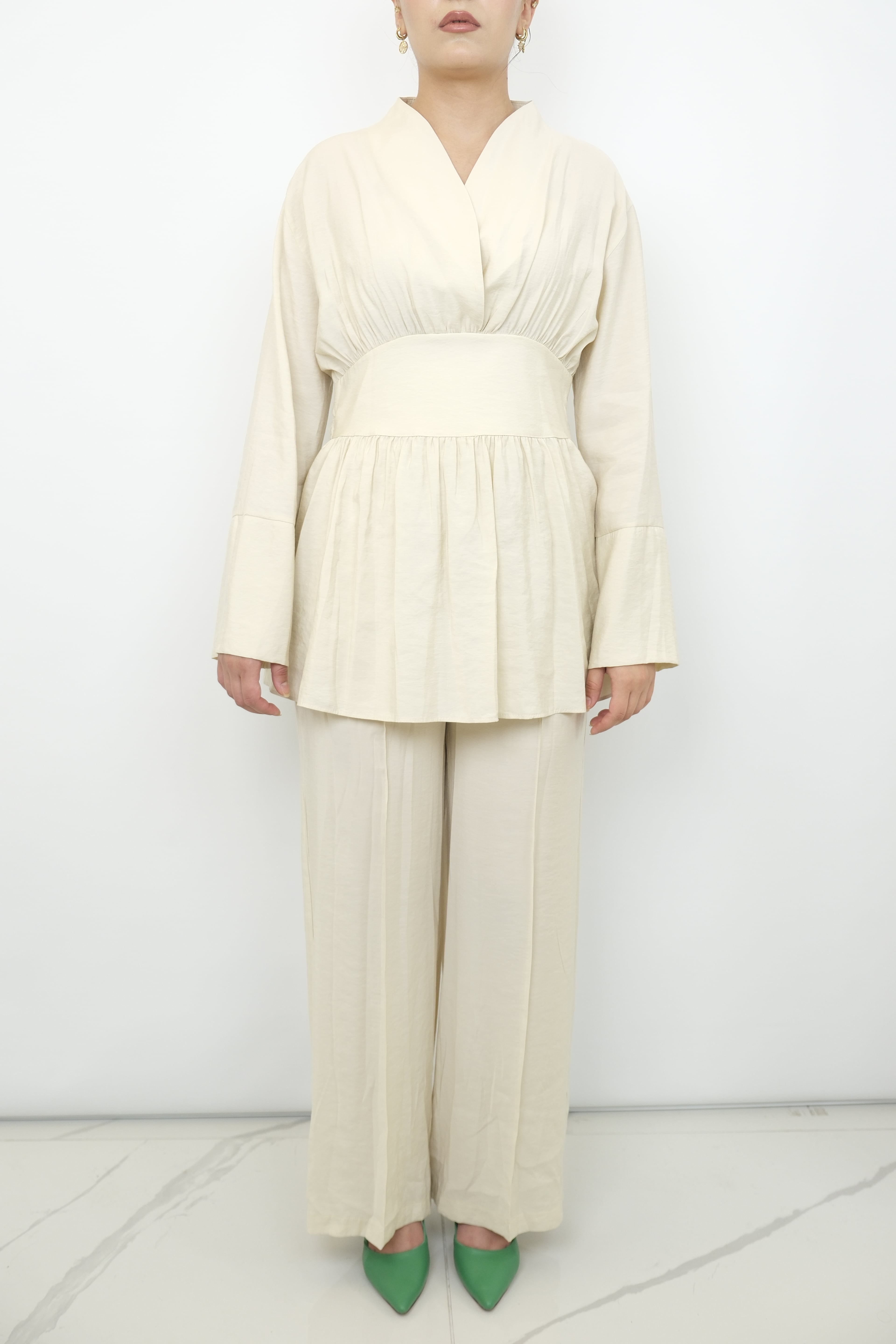 LEVİDOR Bel Bağlamalı İkili Takım  - Bej