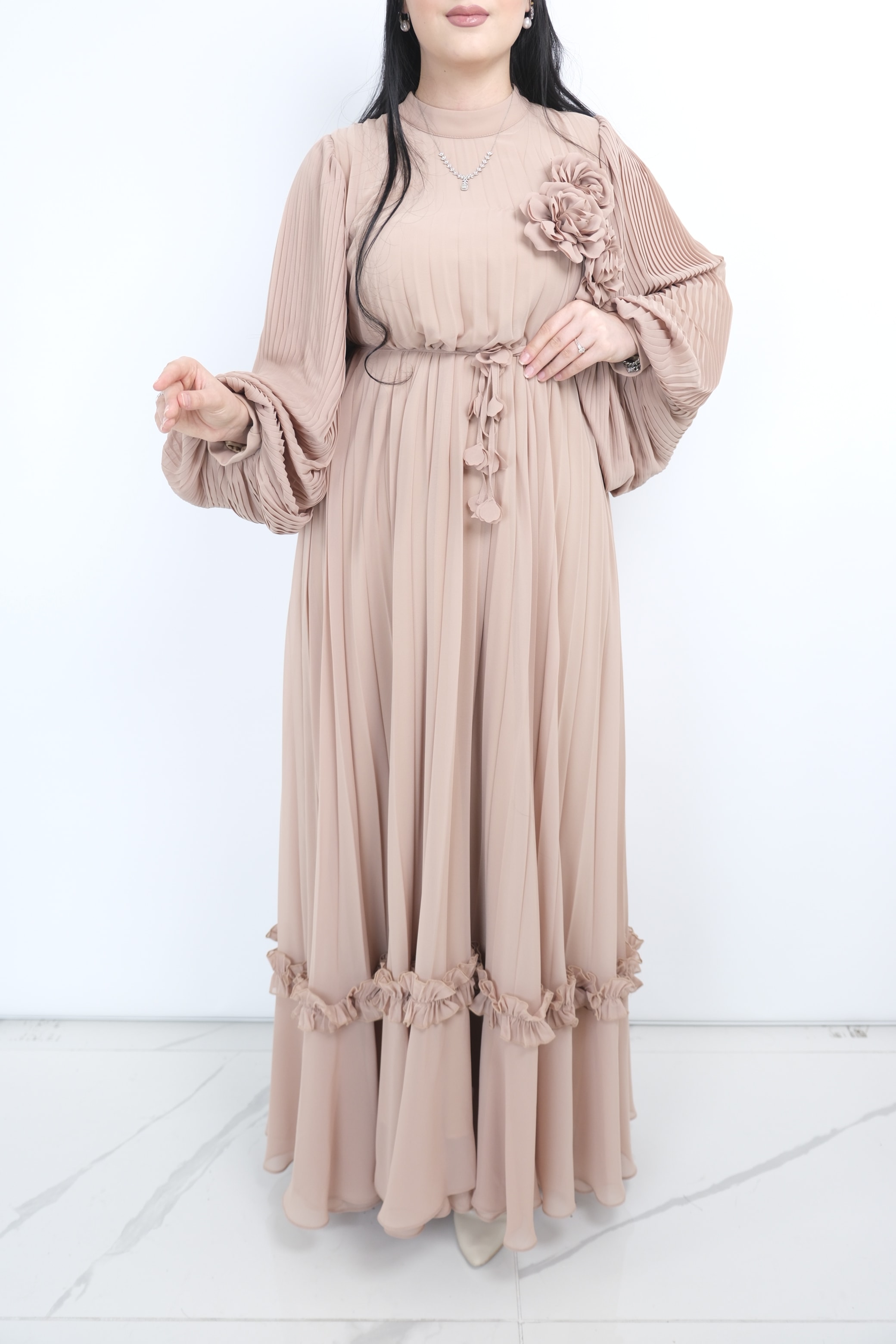 GAZZELLA Şifon Elbise  - Kahve