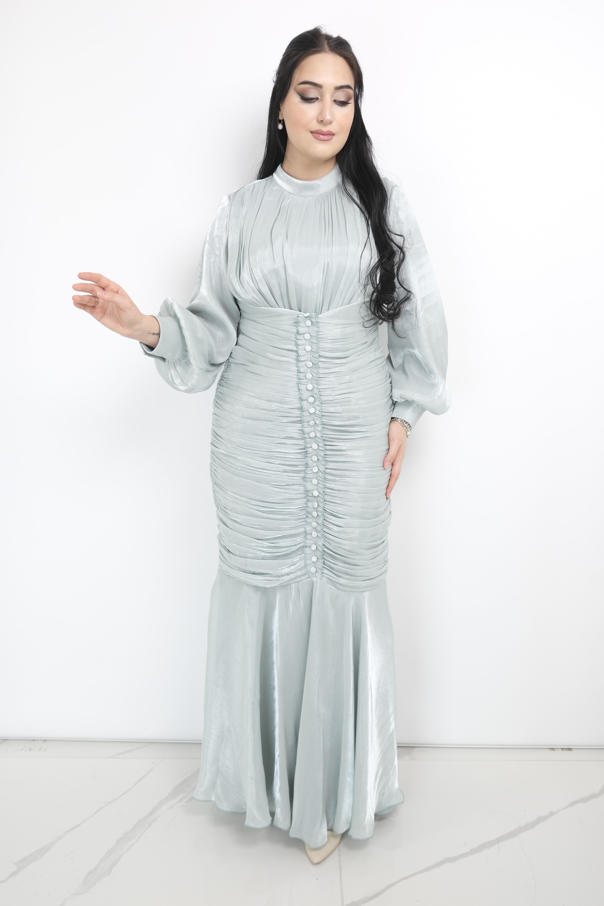 GAZZELLA Janjan Şifon Elbise - Mint Yeşili