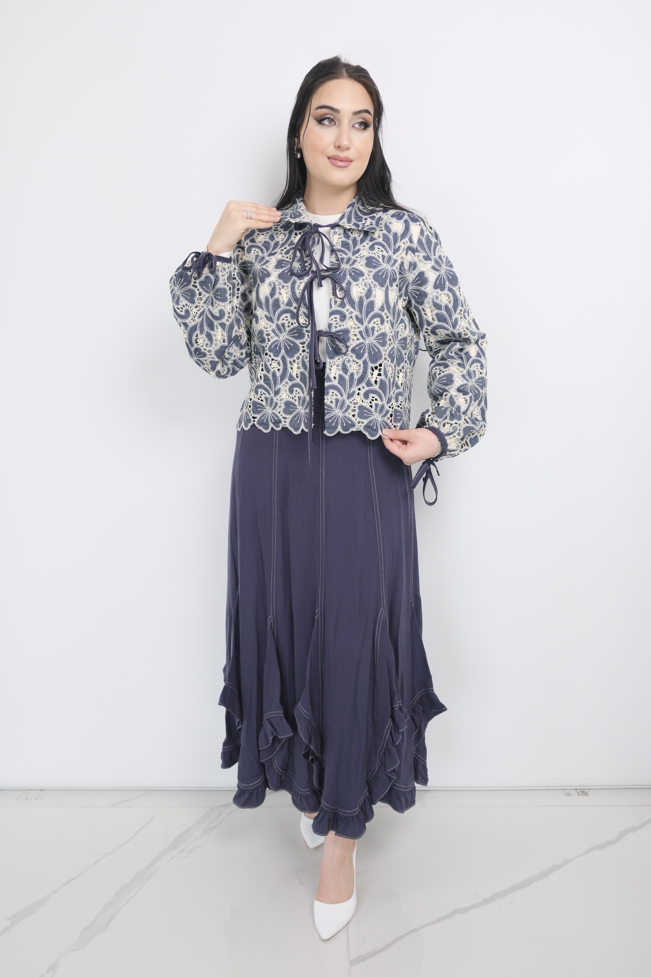 LEVİDOR Çiçek Desenli Etekli Takım