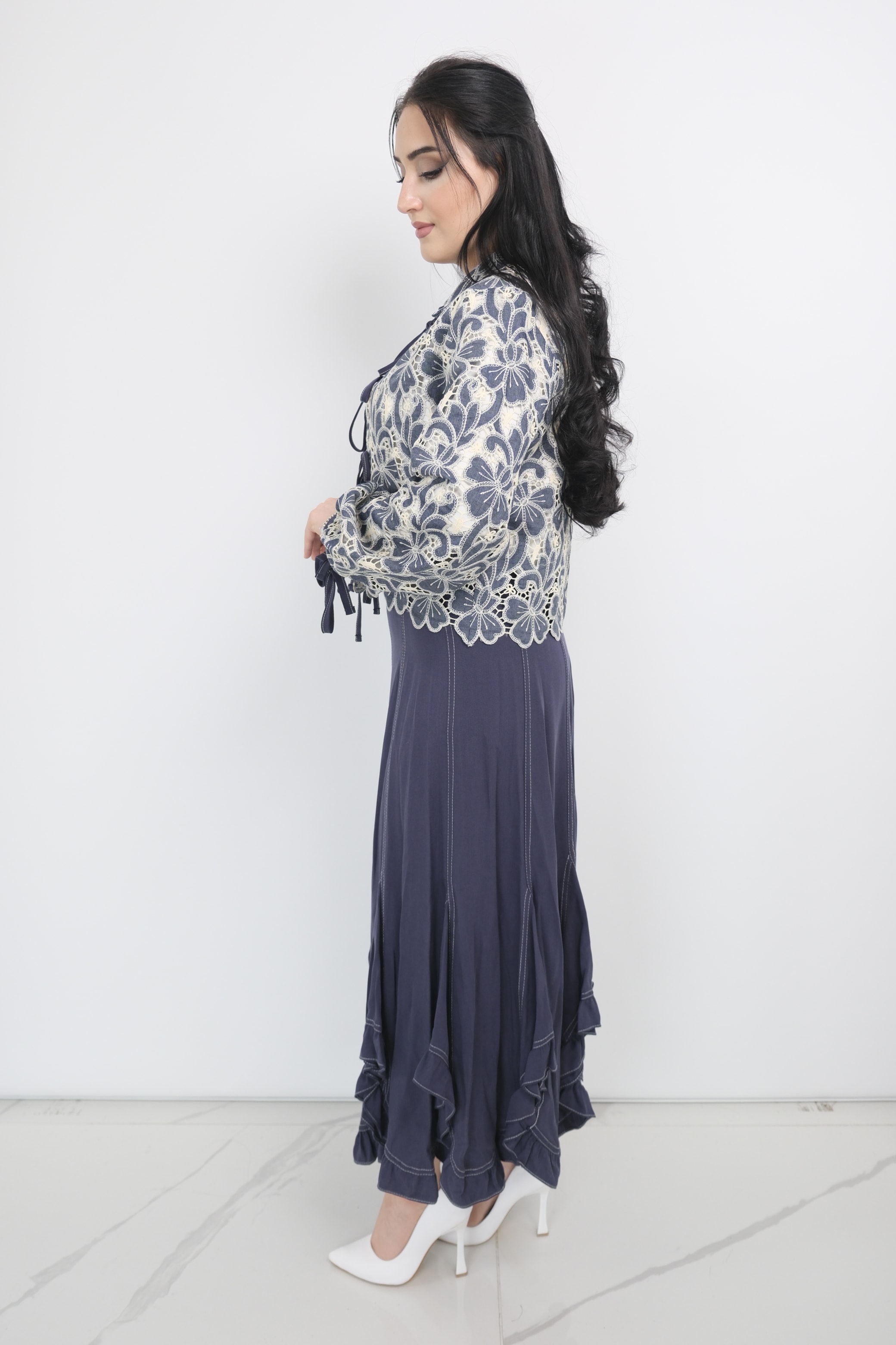 LEVİDOR Çiçek Desenli Etekli Takım