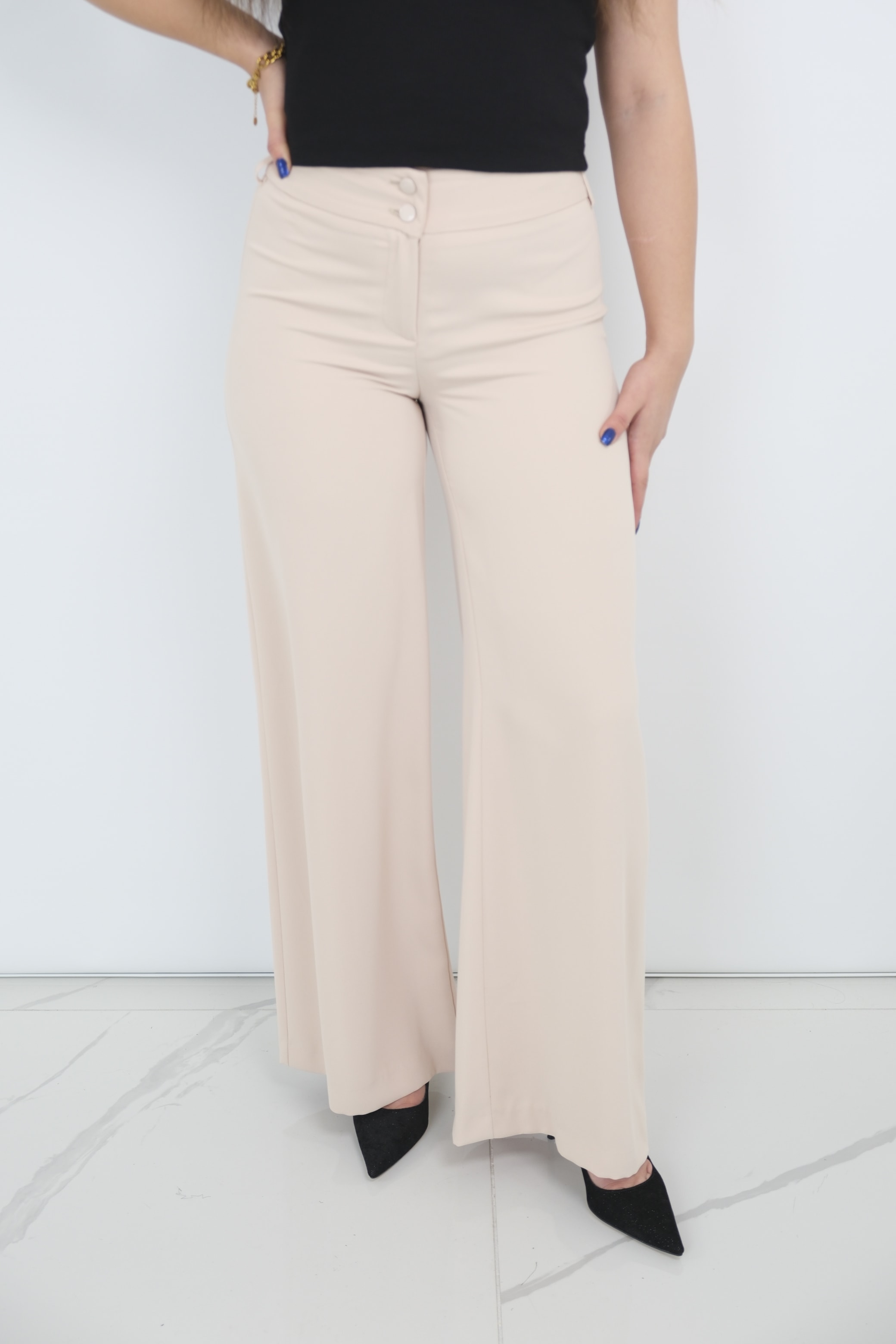 YUSUF ÖZDEMİR Yüksek Bel Bol Paça Pantolon