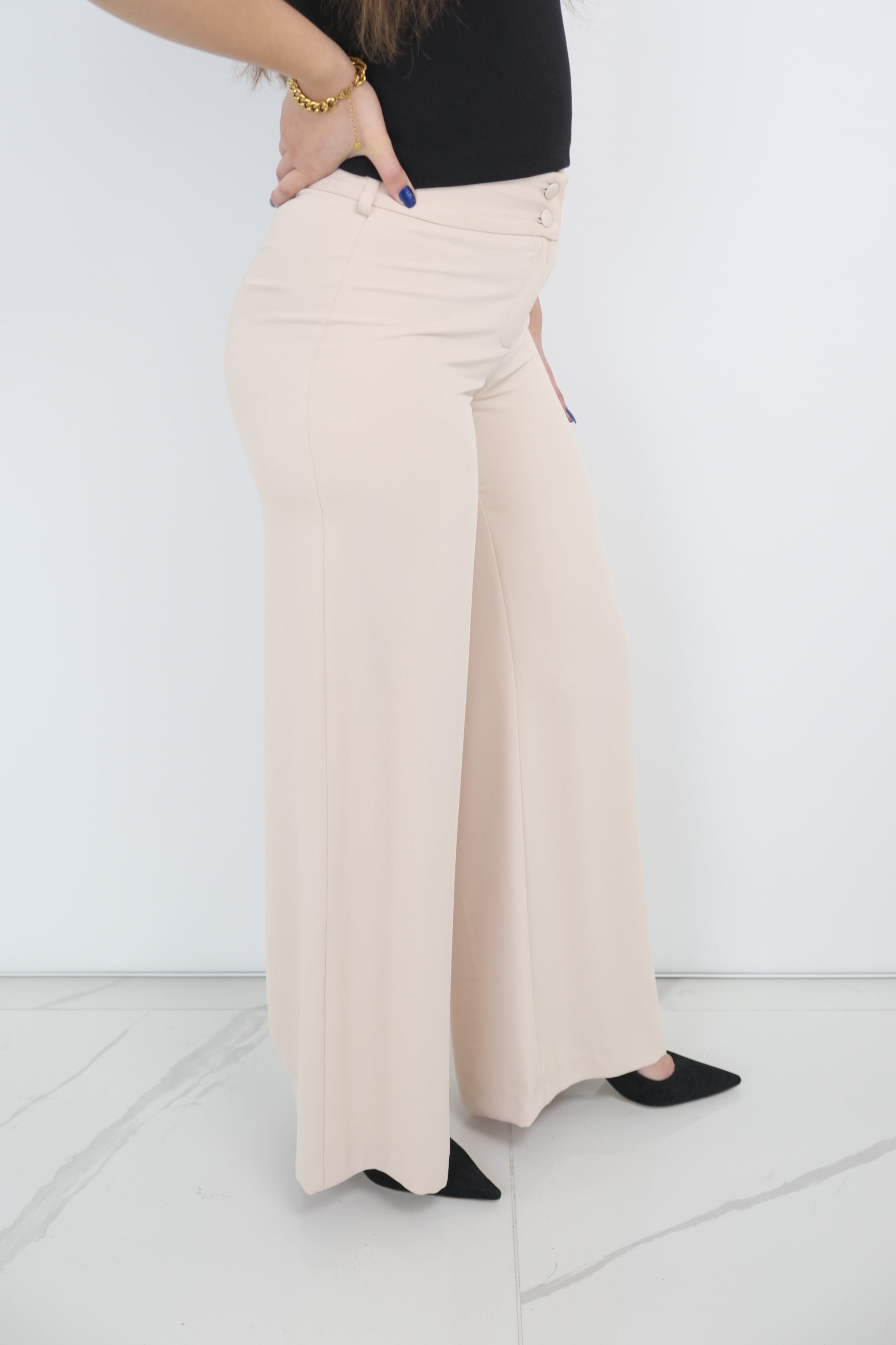 YUSUF ÖZDEMİR Yüksek Bel Bol Paça Pantolon