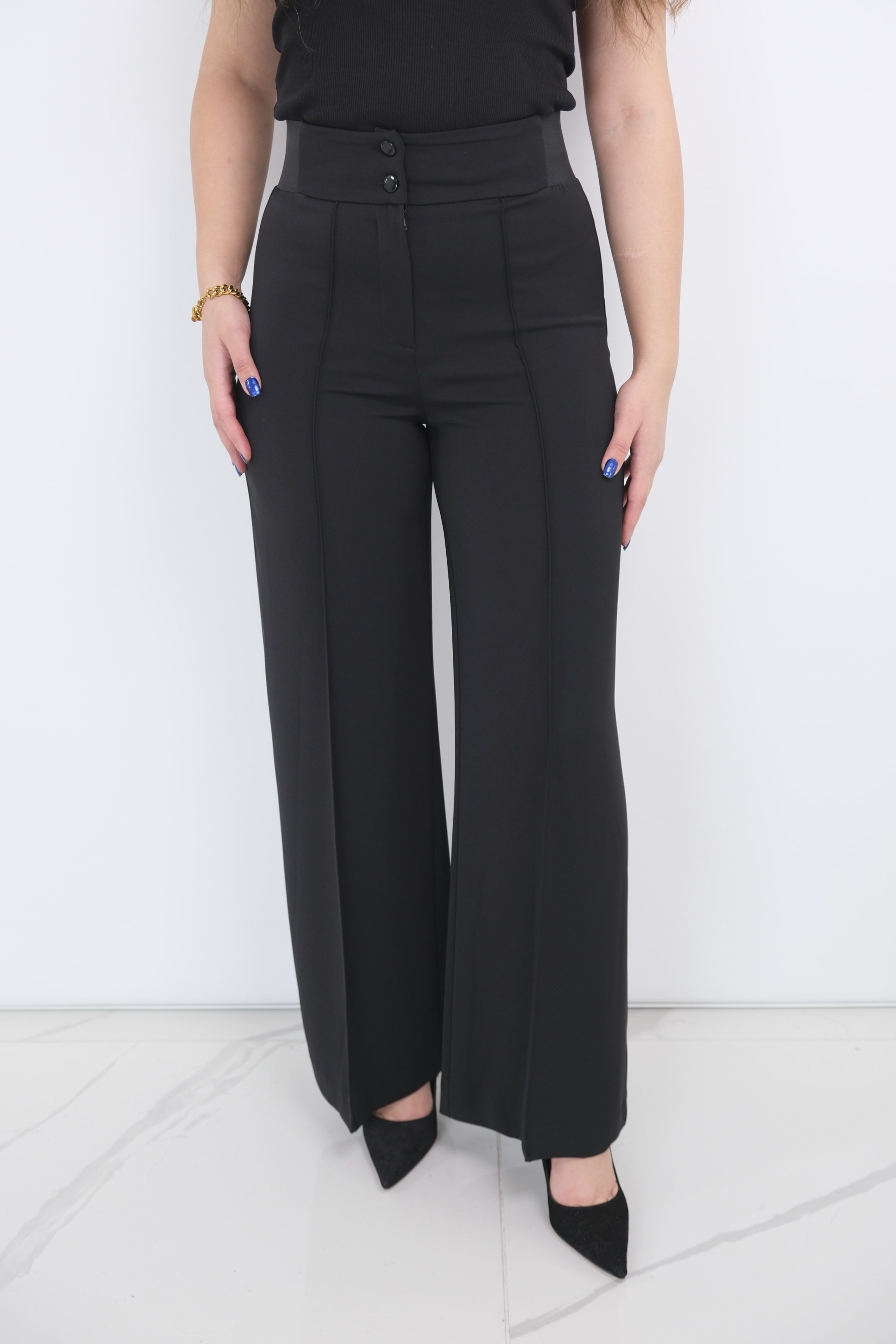 YUSUF ÖZDEMİR Yan Lastikli Bol Paça Pantolon 