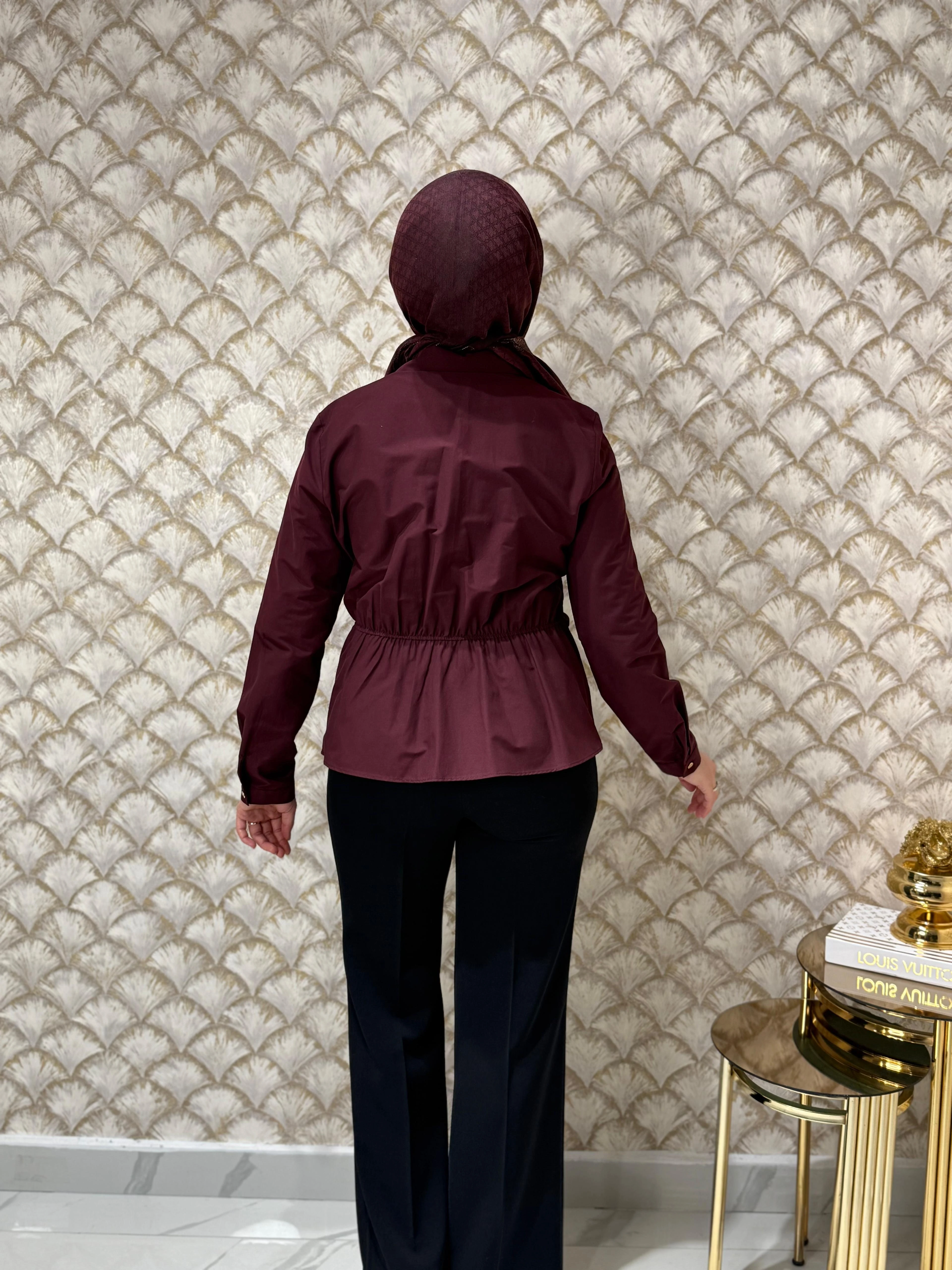 EKOL Kruvaze Yaka Önü Tokalı Bluz