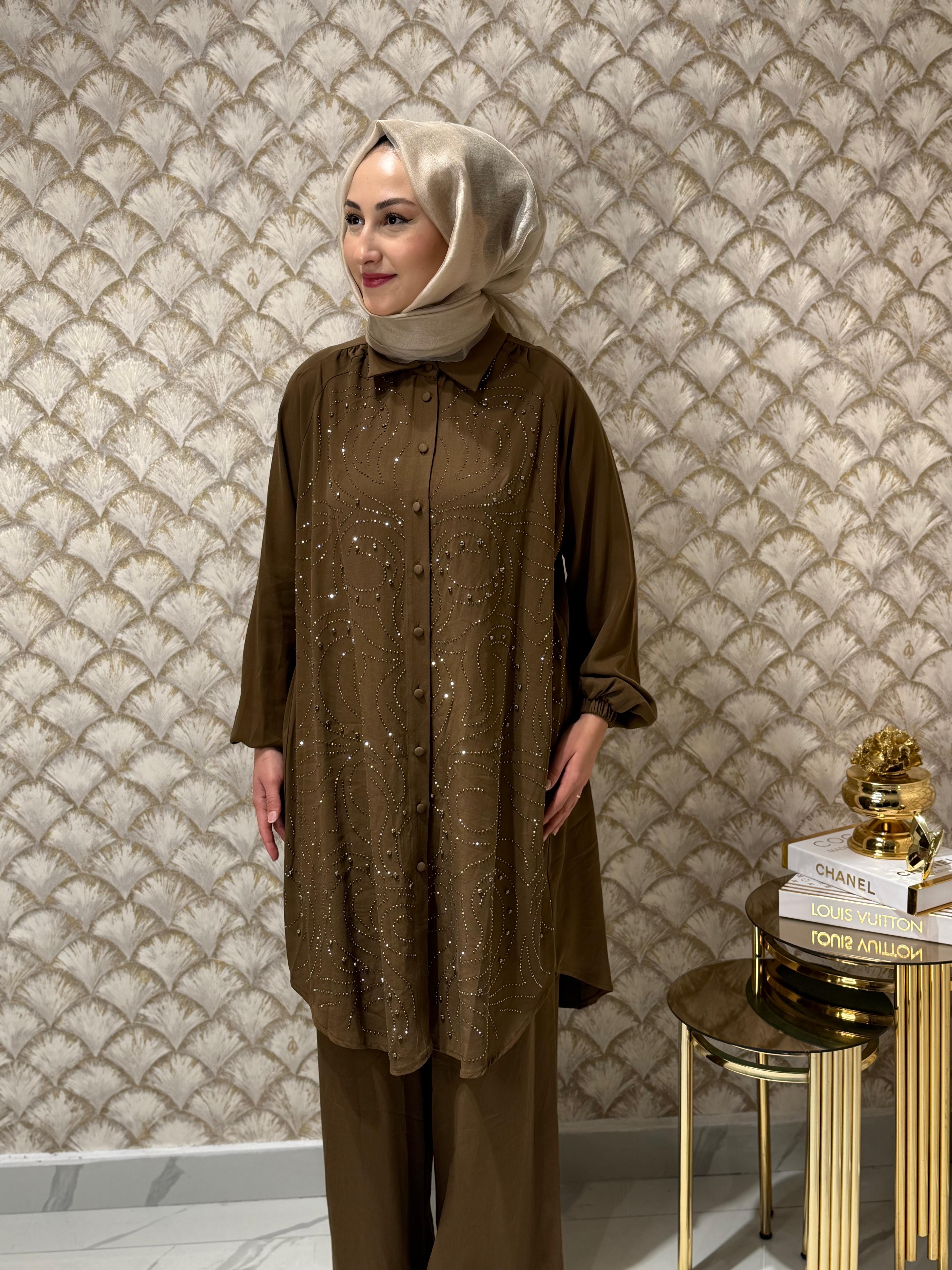 GAZZELLA Taşlı Gömlek Takım 