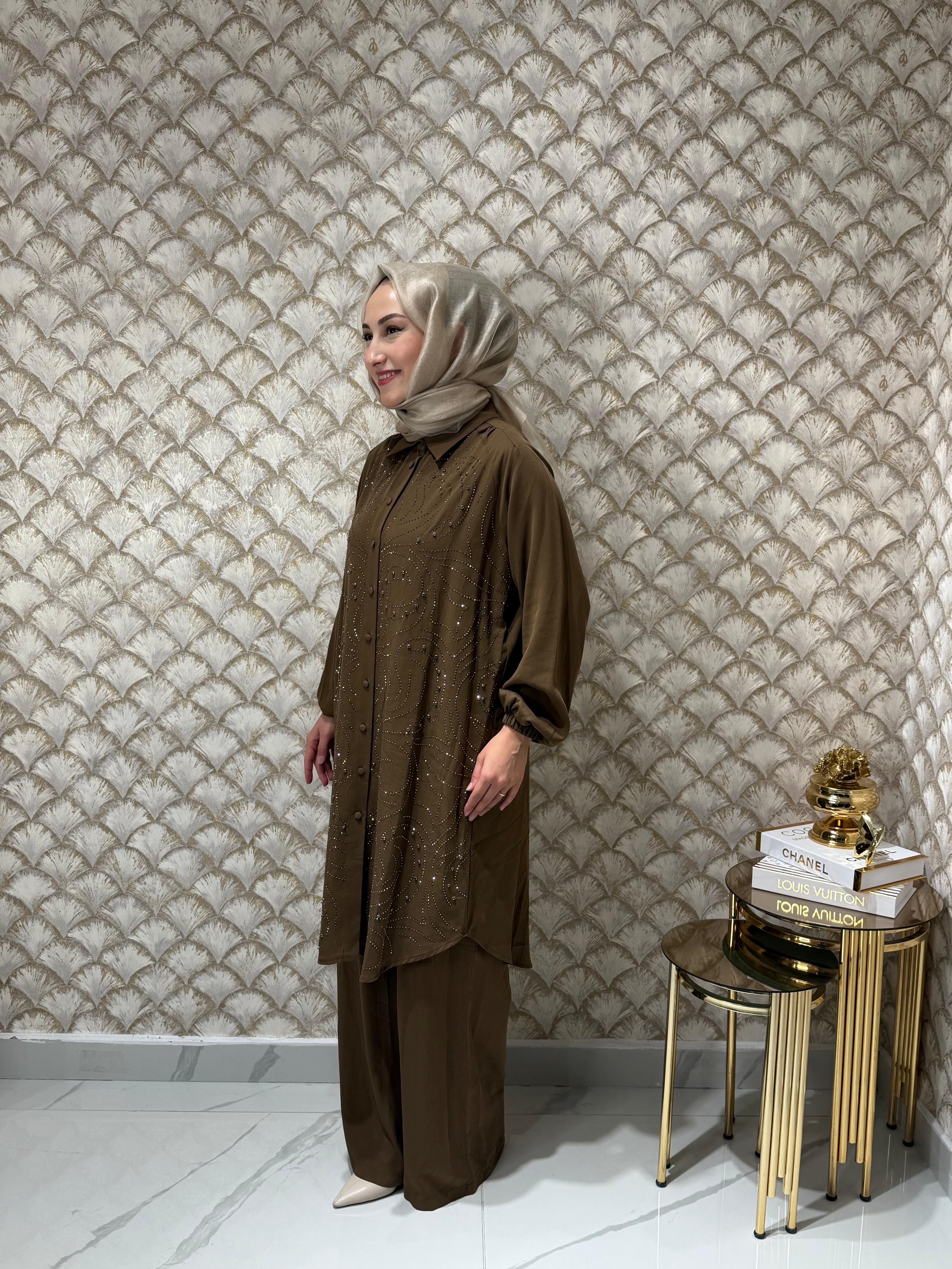 GAZZELLA Taşlı Gömlek Takım 