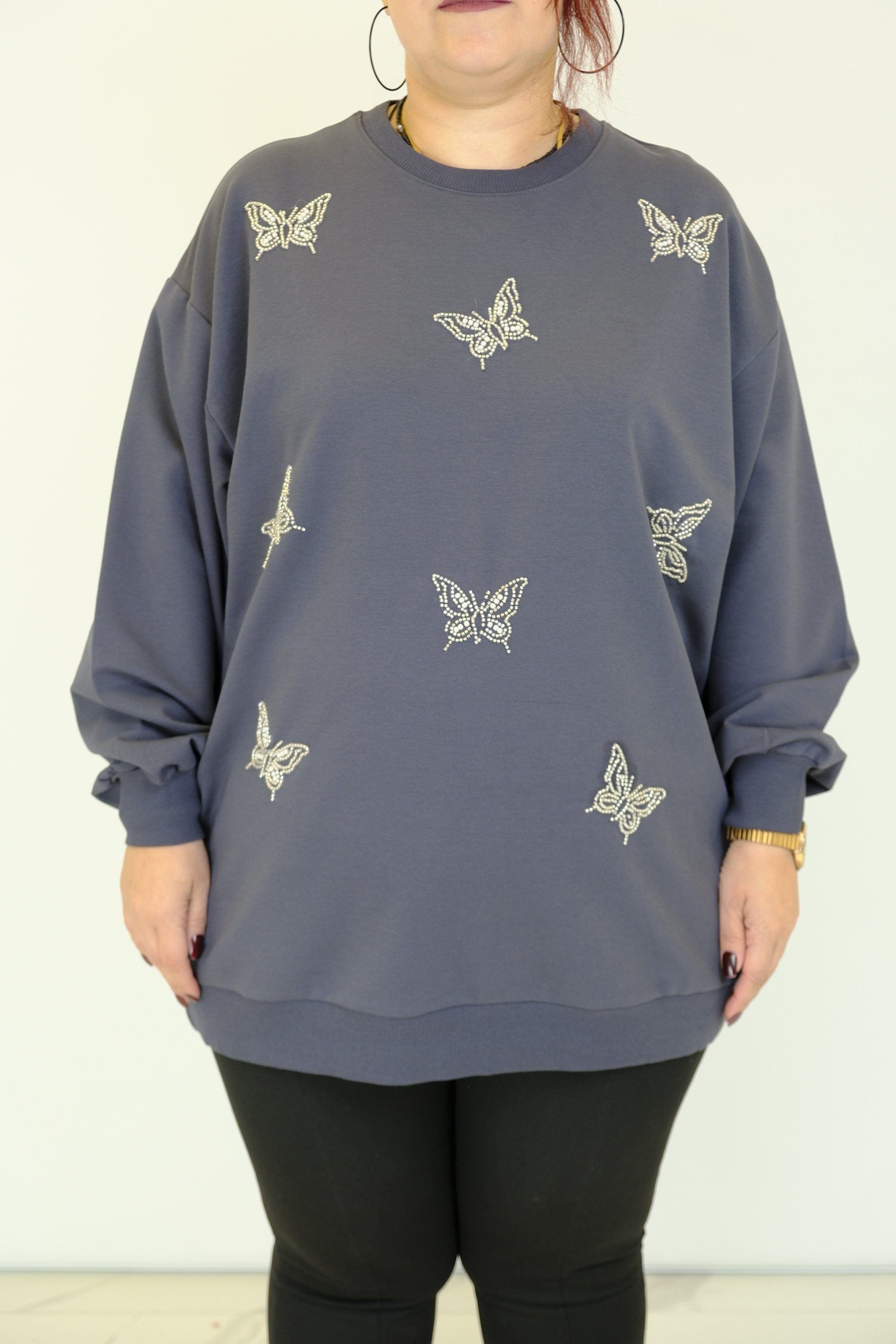 MY CITY KELEBEKLİ SWEATSHIRT  - Füme