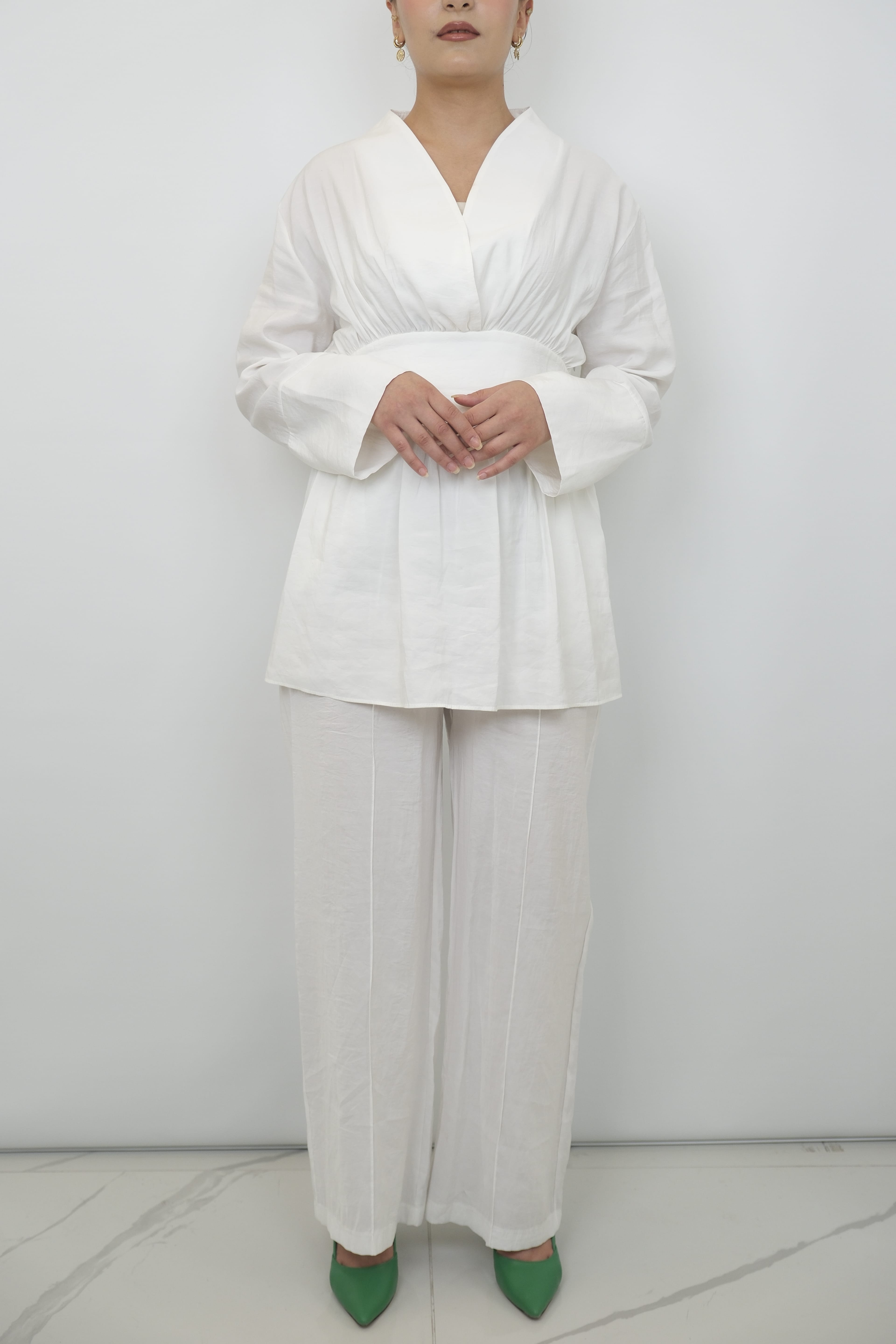 LEVİDOR Bel Bağlamalı İkili Takım  - Ekru