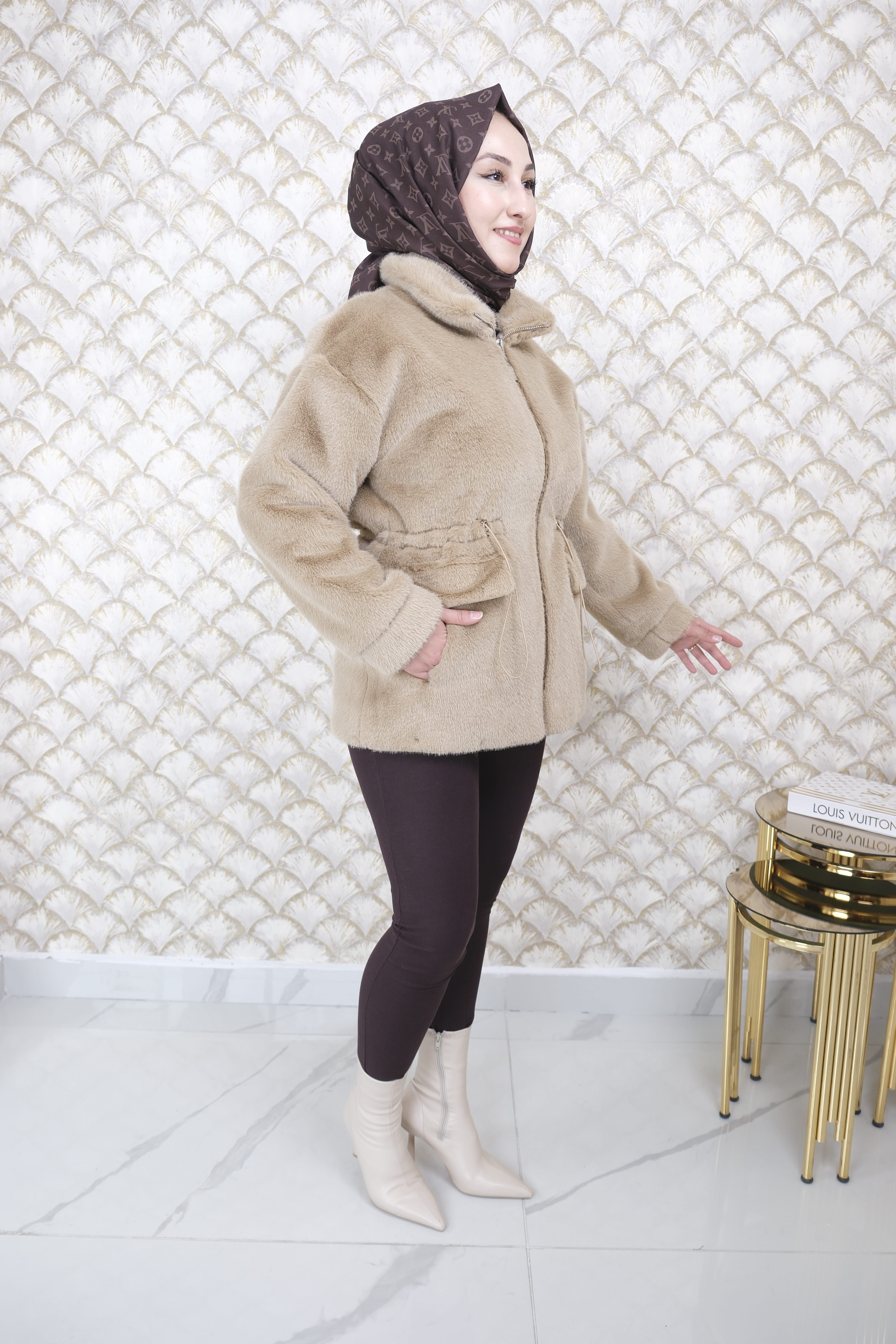 EKOL  Kürklü Kısa Mont