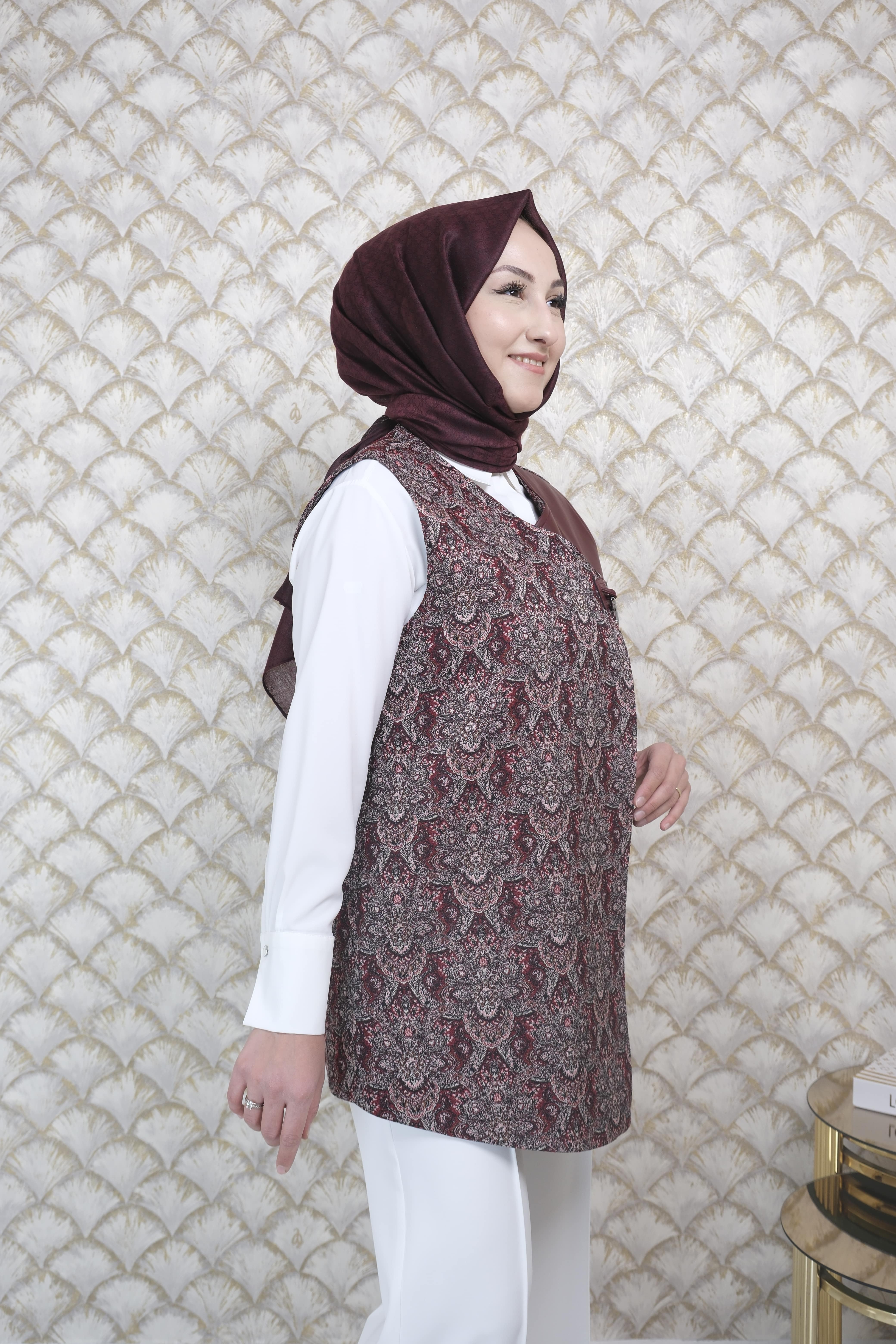 MODAİLGİ Deri Kumaş Garnili Yelek