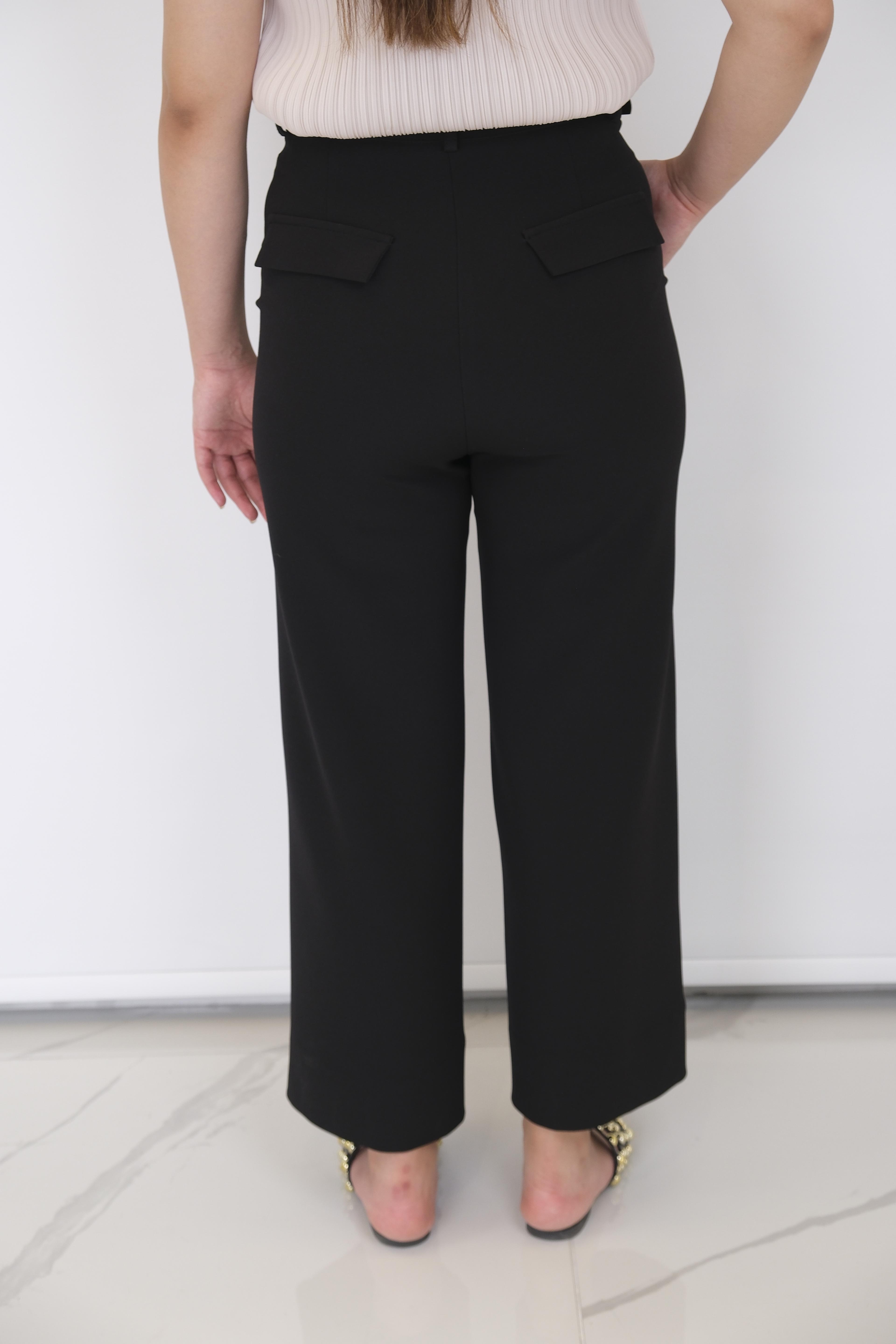 EKOL Yüksek Bel Beli Kemerli Bol Paça Pantolon