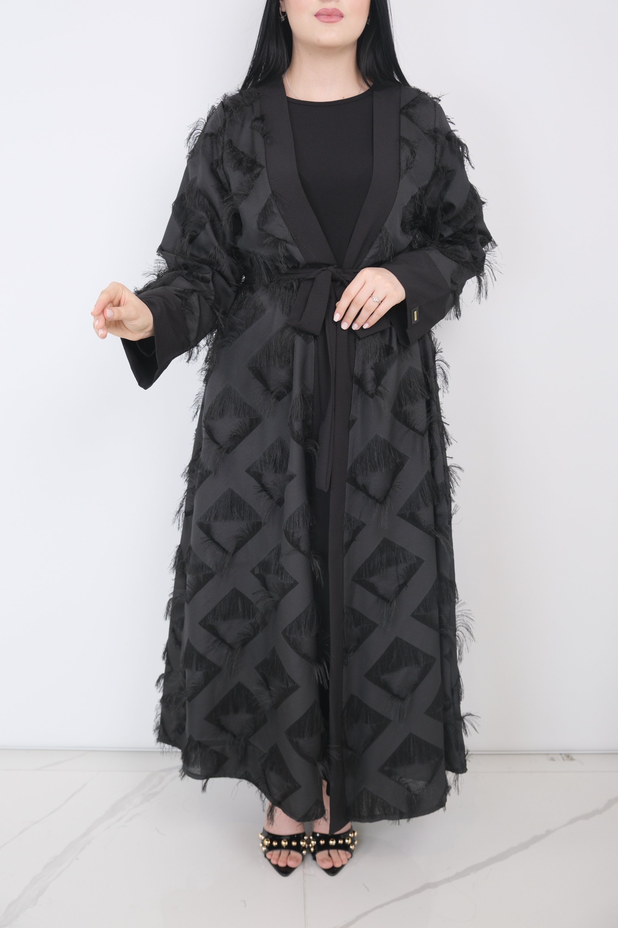 QUAJ Püsküllü Abaya - Siyah
