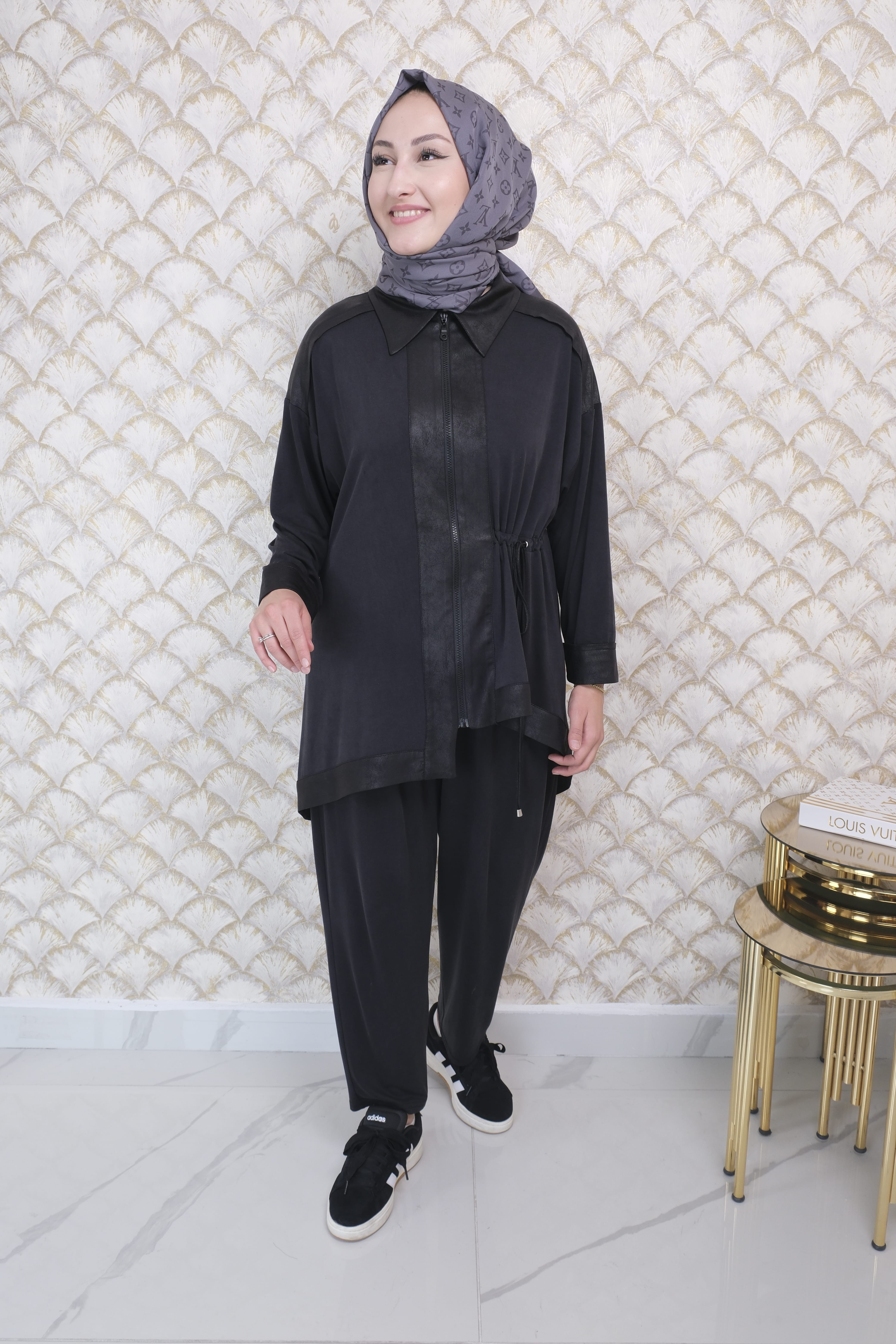 GAZZELLA Deri Detaylı Ceket Tunik Takım