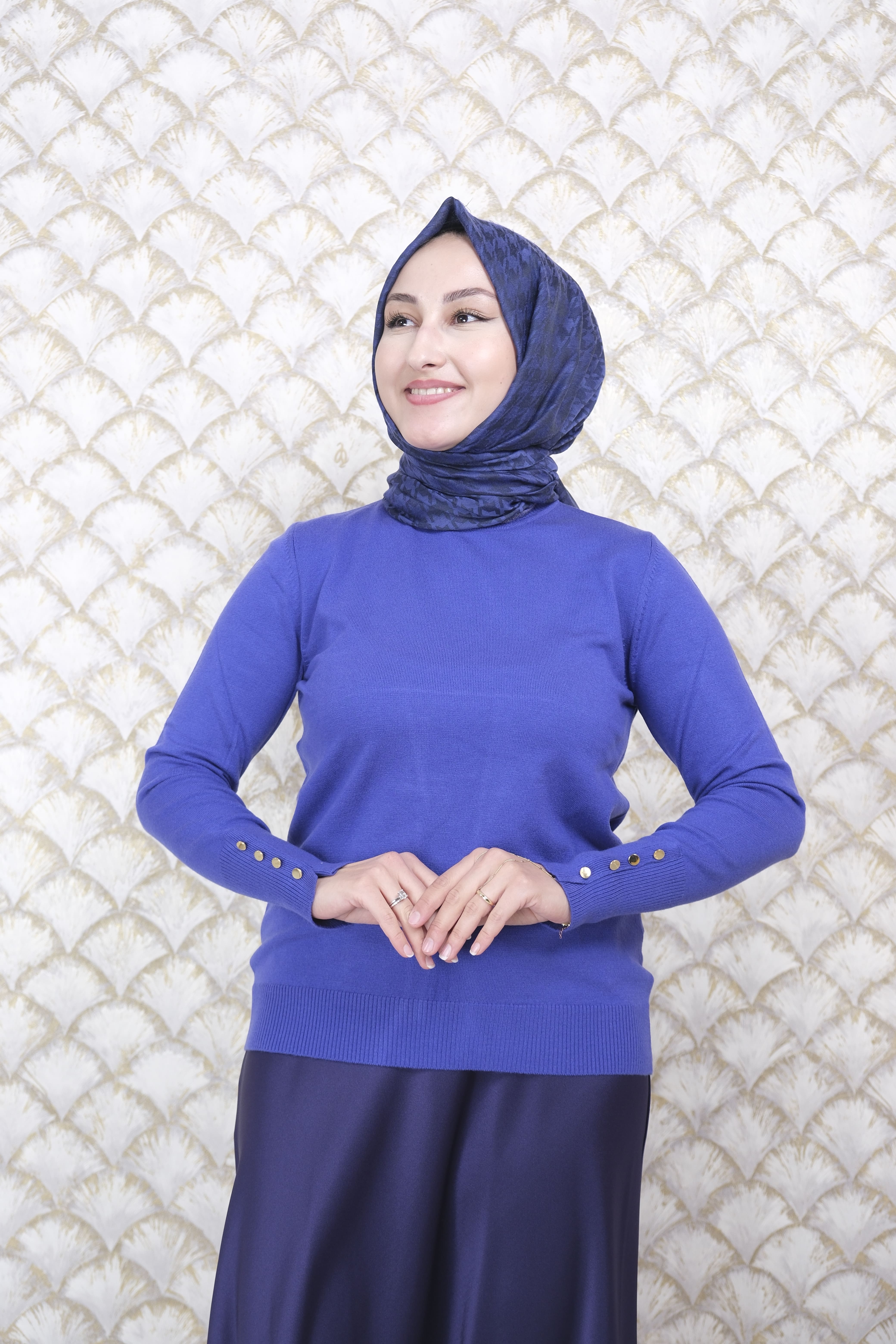 ON FASHION Dik Yaka Basic Kazak - Saks