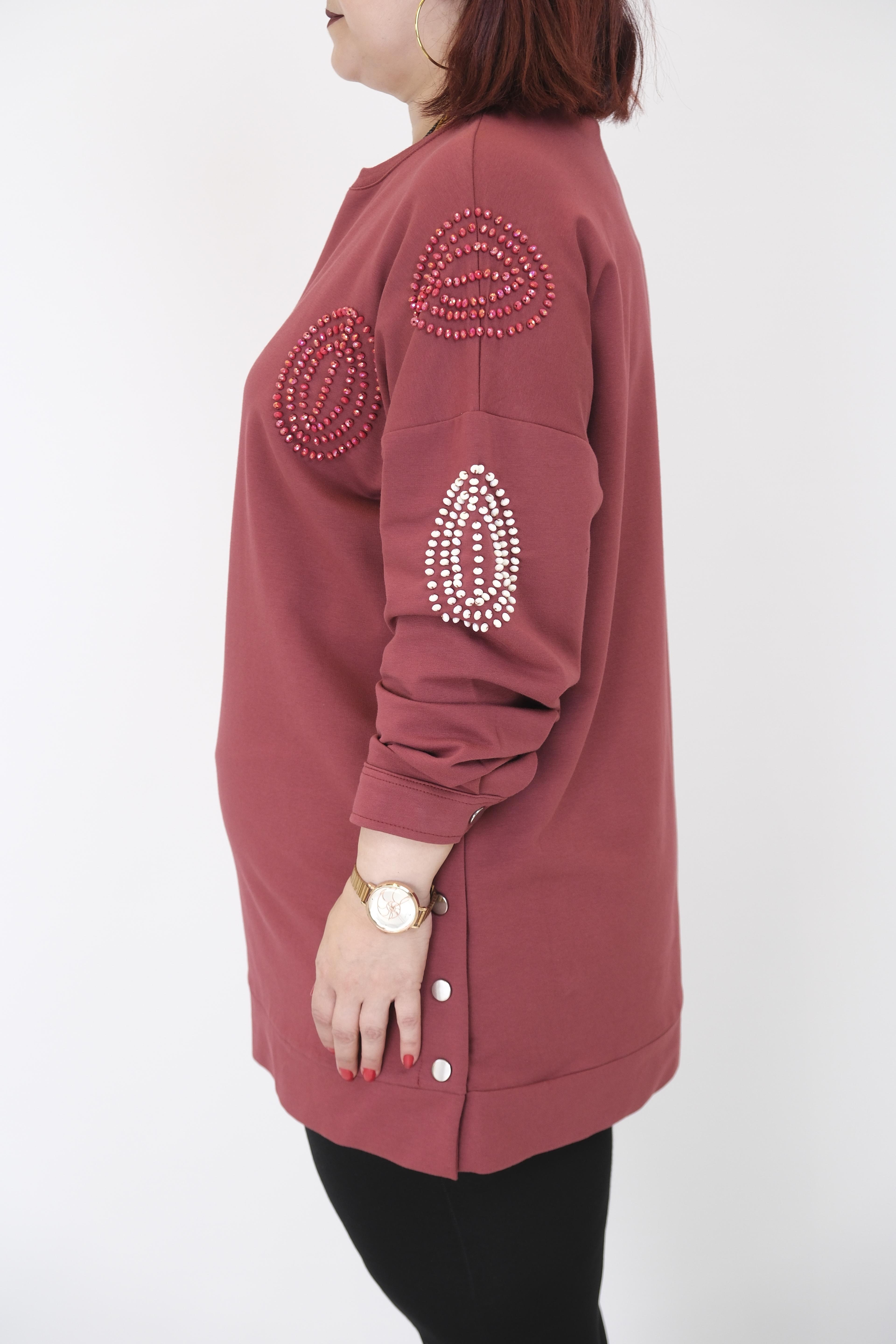 MY CITY Boncuk İşlemeli Sweatshirt
