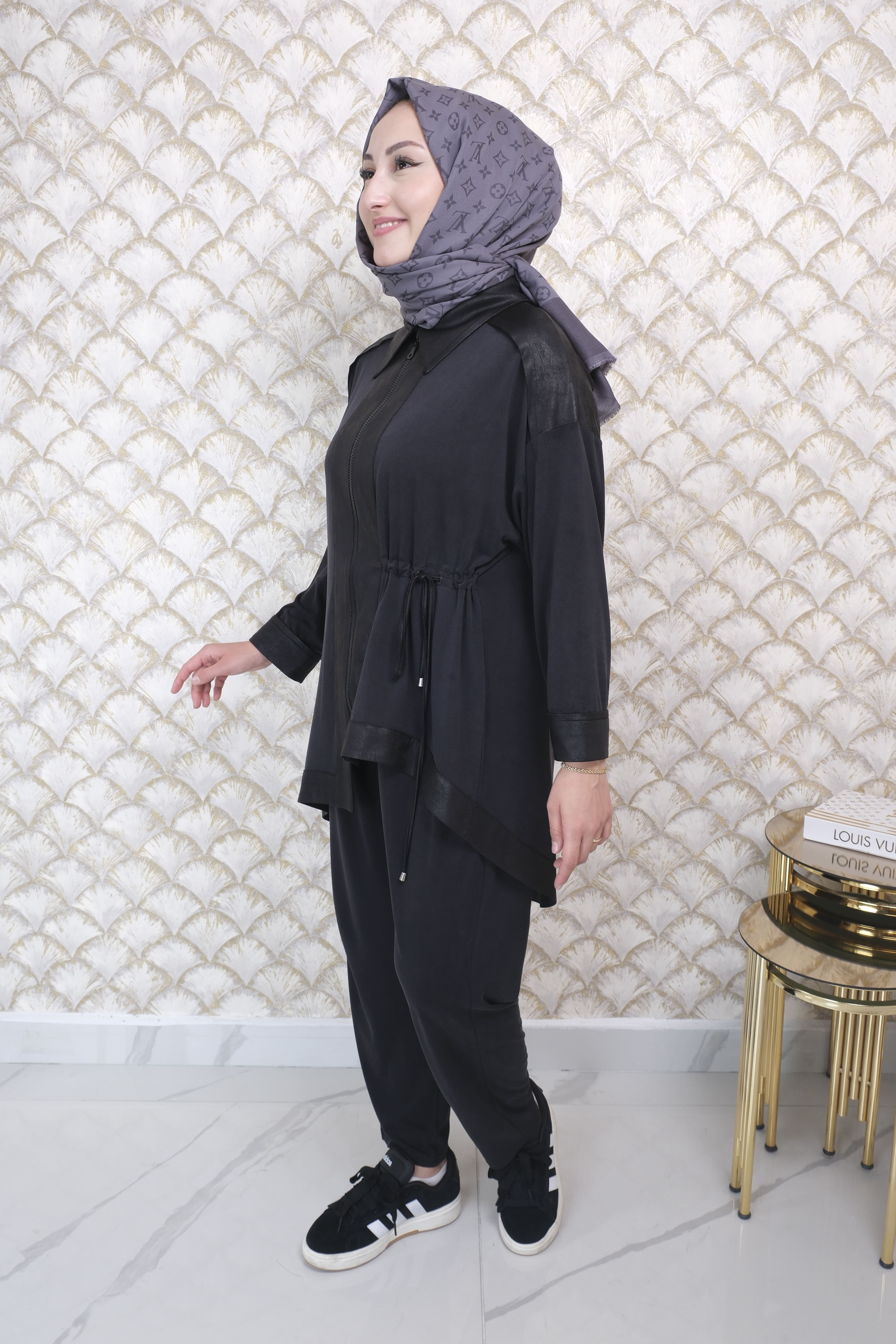 GAZZELLA Deri Detaylı Ceket Tunik Takım