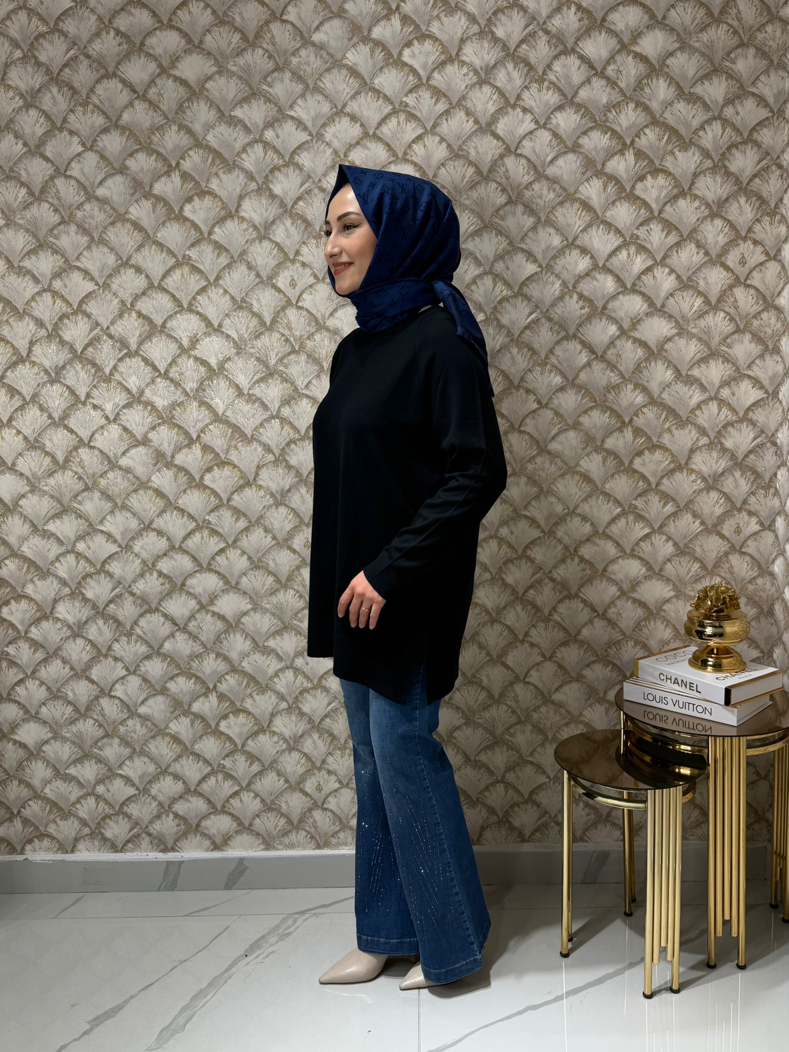 ON FASHION Arkası Düğmeli Triko Kazak - Siyah